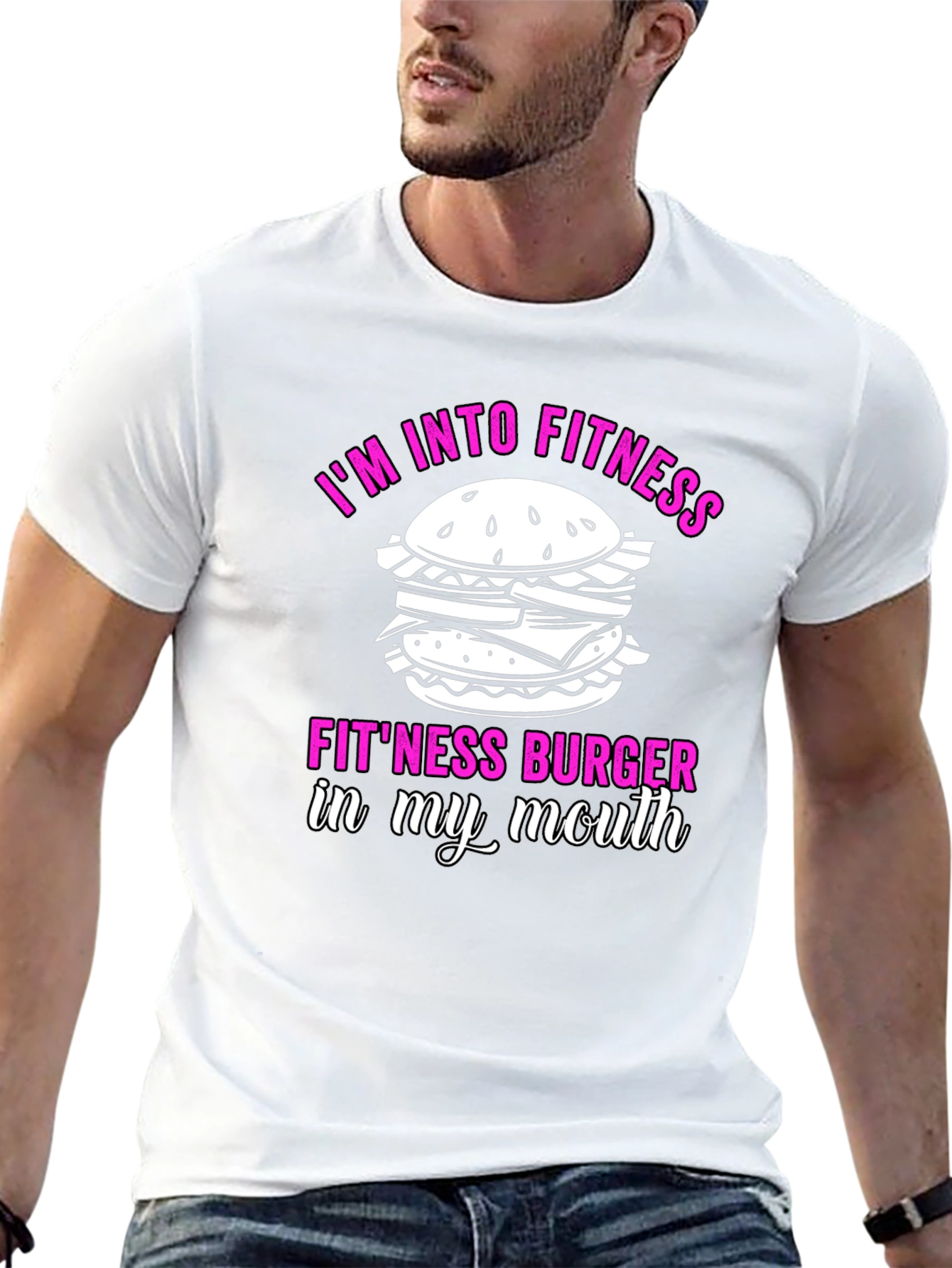 Black Fitness Burger Graphic T-Shirt - Funny Workout Tee view 13