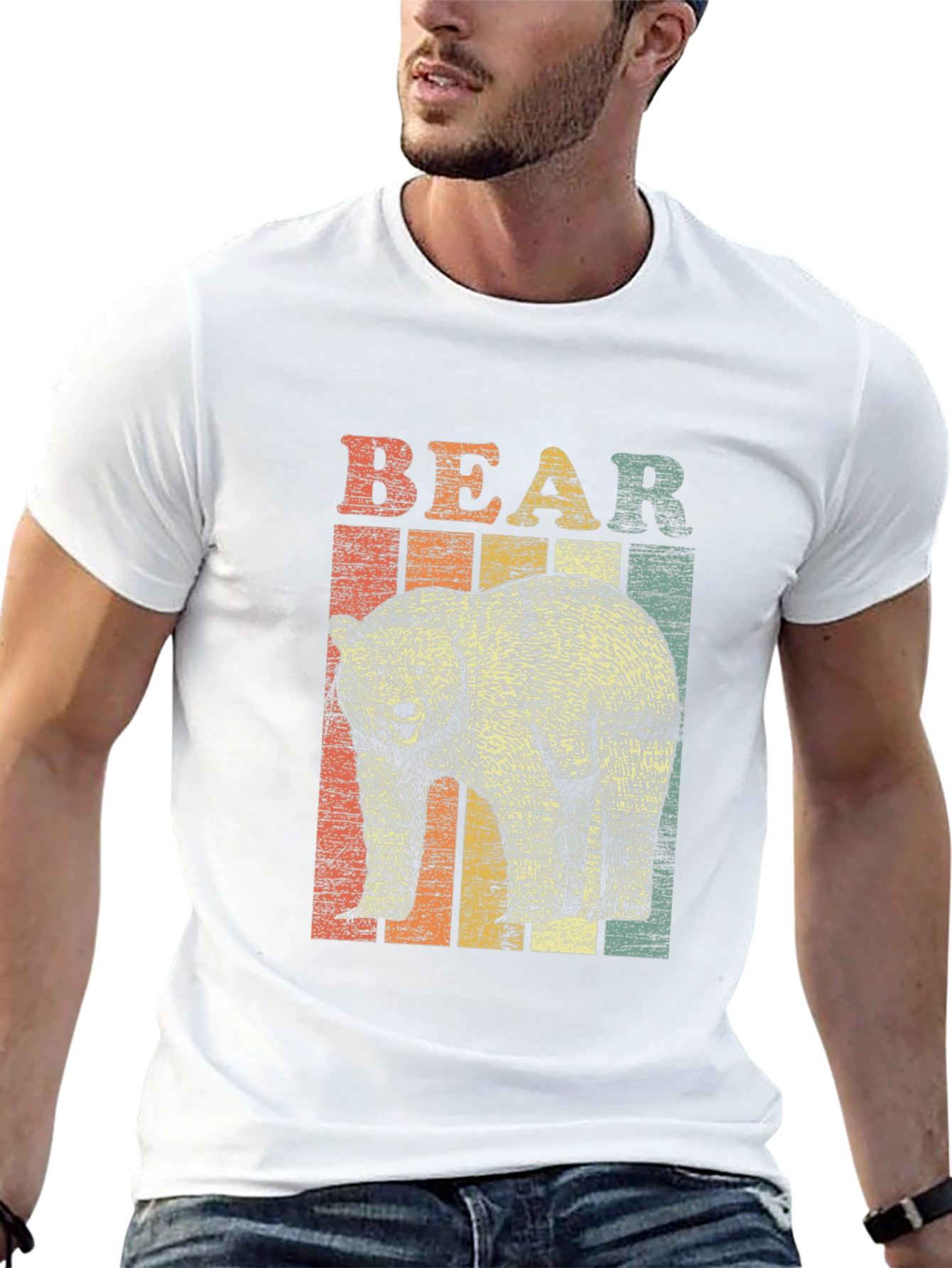 Black Retro Bear Graphic T-Shirt - Unisex Black Tee view 13