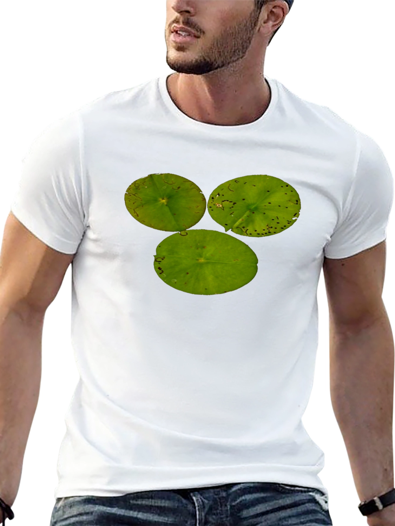 Black Lily Pad Trio Black T-Shirt - Nature Inspired Tee view 13