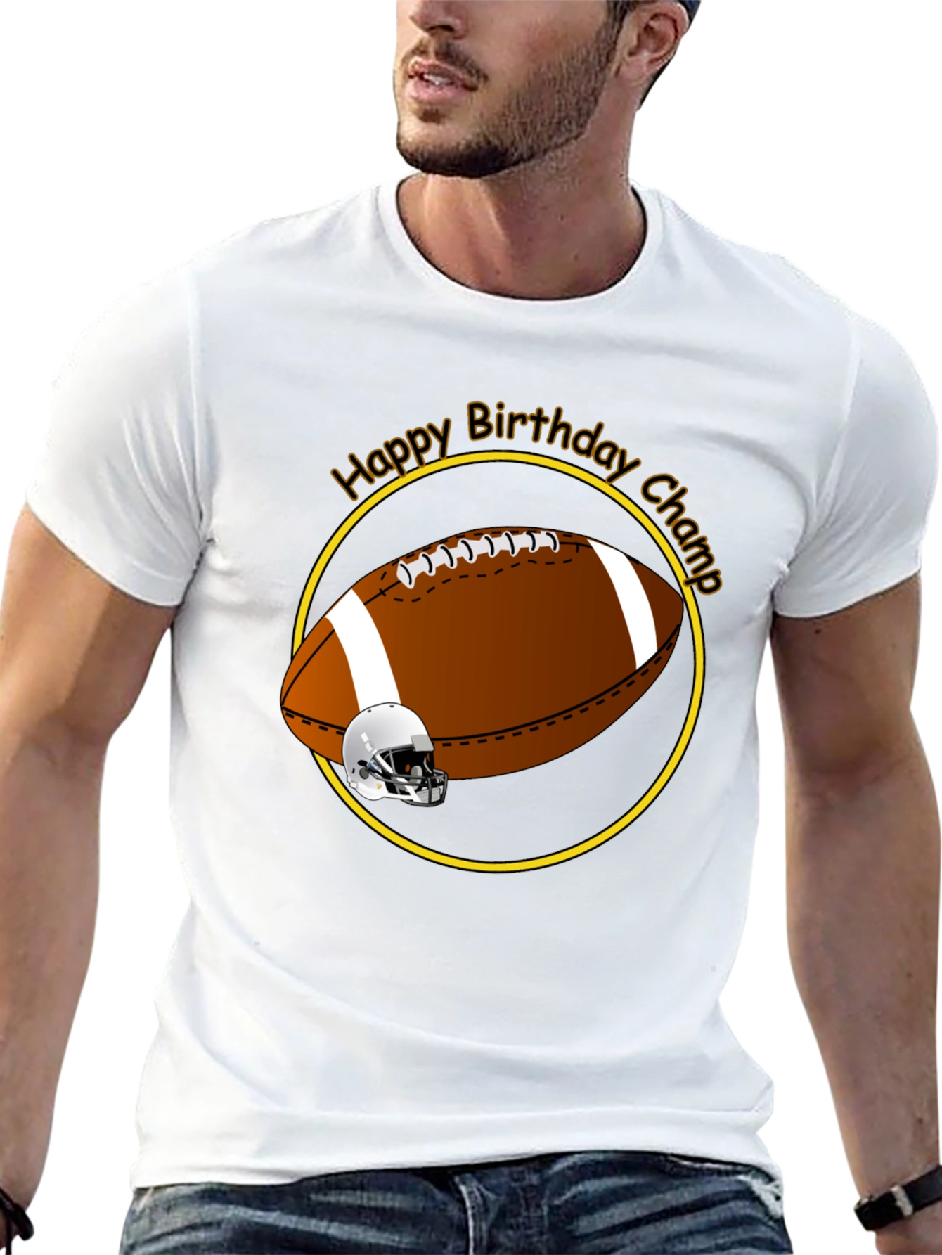 Black Birthday Football Champ T-Shirt view 13