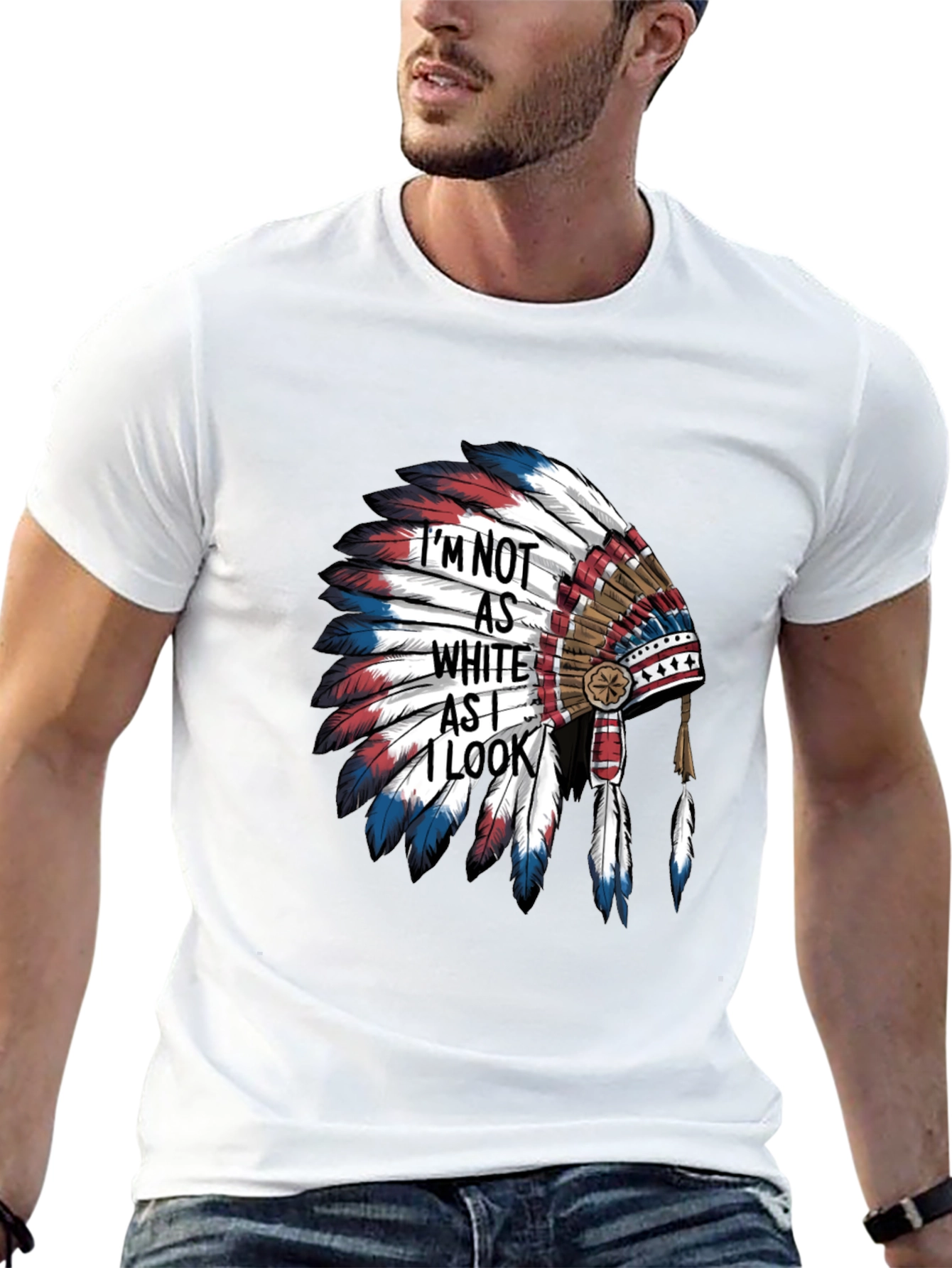 Black Native American Headdress Graphic Tee view 13