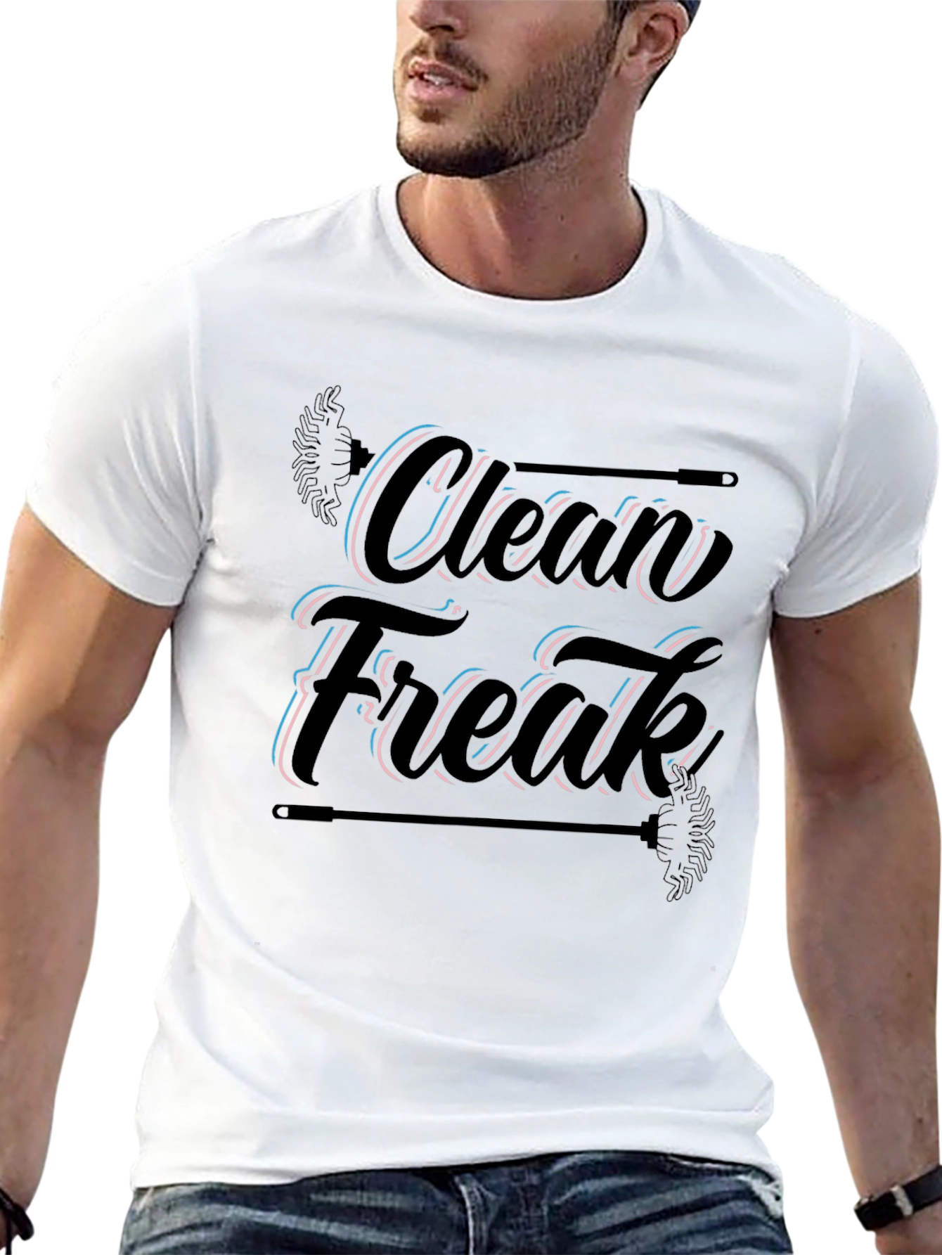 Black Clean Freak Graphic Tee - Black Cotton Blend view 13