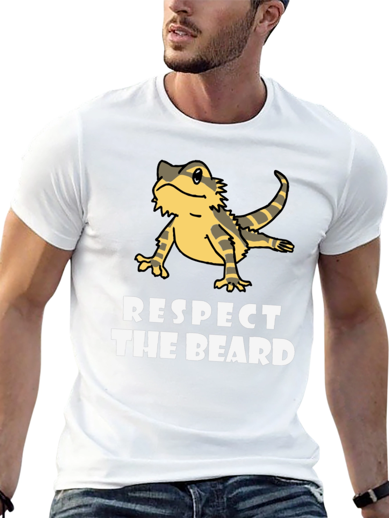 Black Respect The Beard Bearded Dragon Graphic T-Shirt view 13