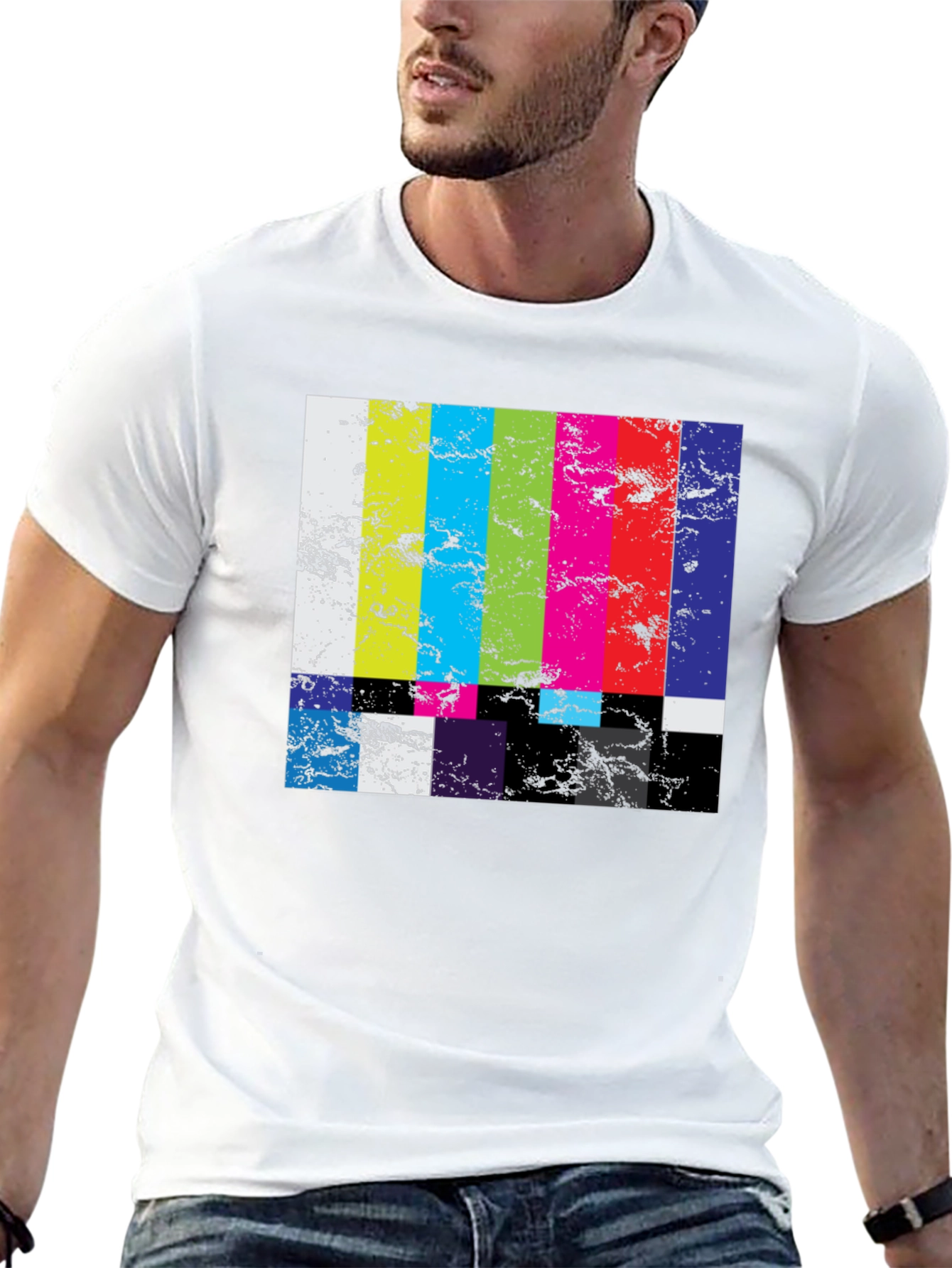 Black Retro TV Test Pattern Graphic Tee - Black view 13
