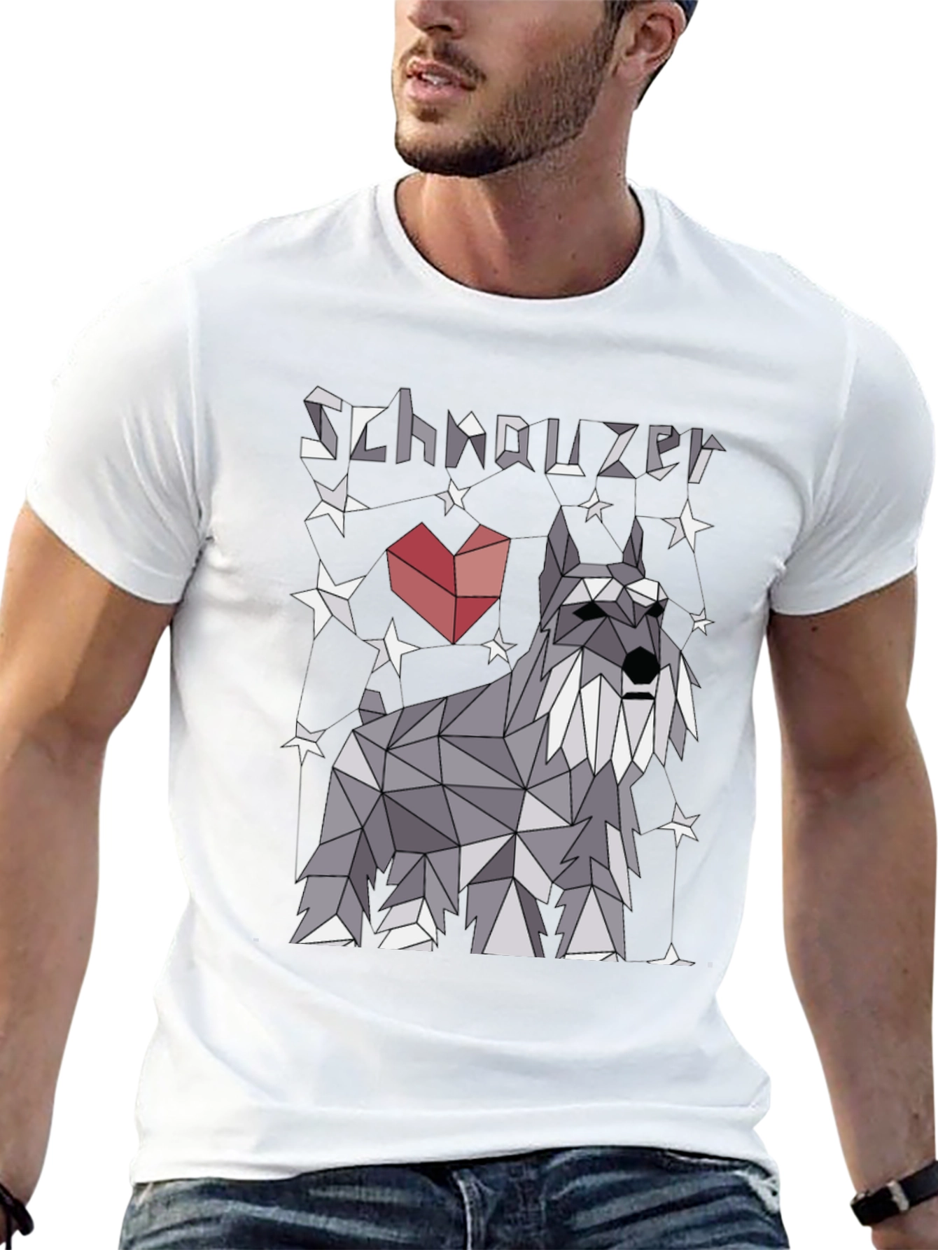 Black Geometric Schnauzer Graphic T-Shirt view 13