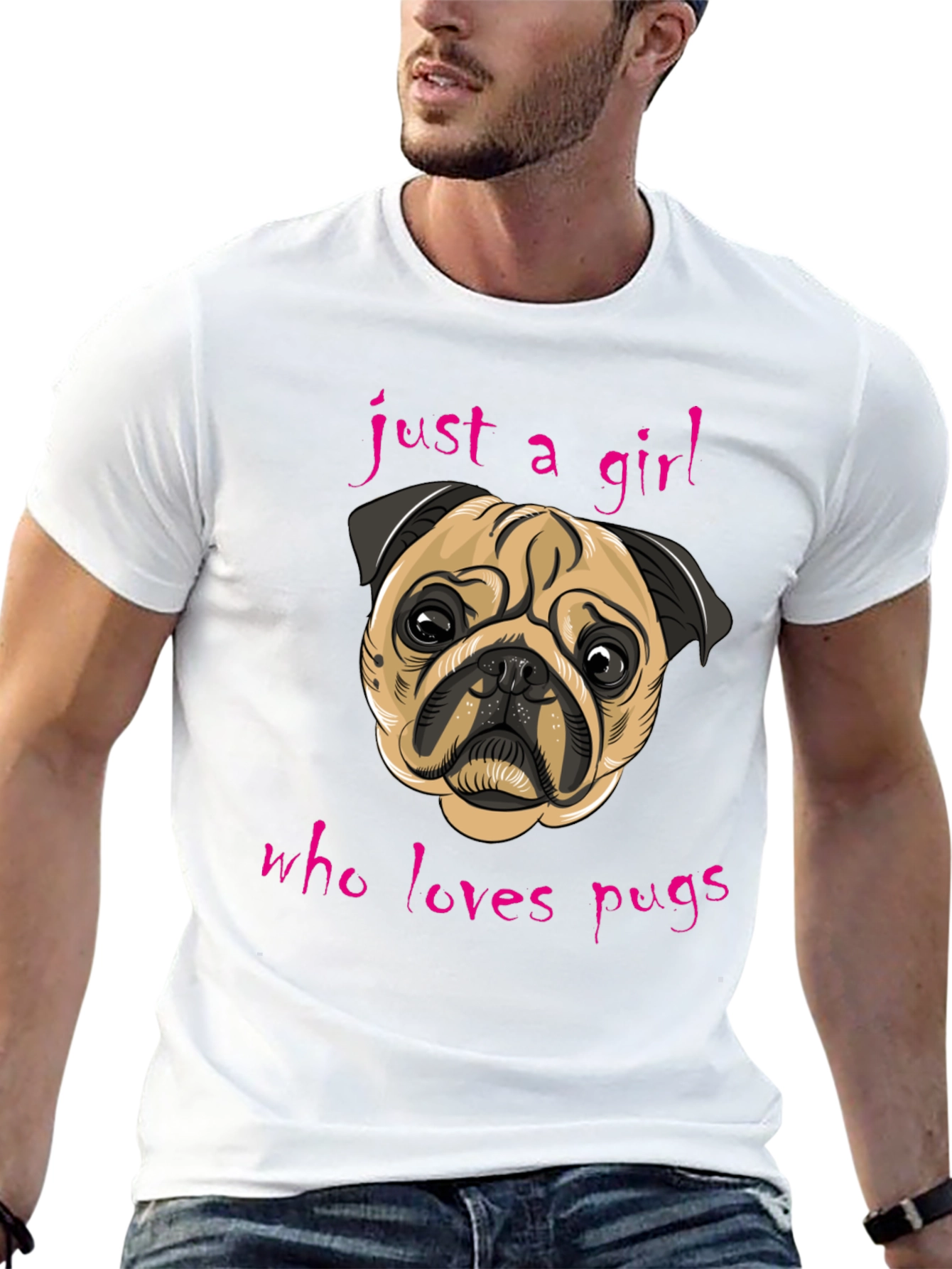 Black Just A Girl Who Loves Pugs - Graphic Tee view 13