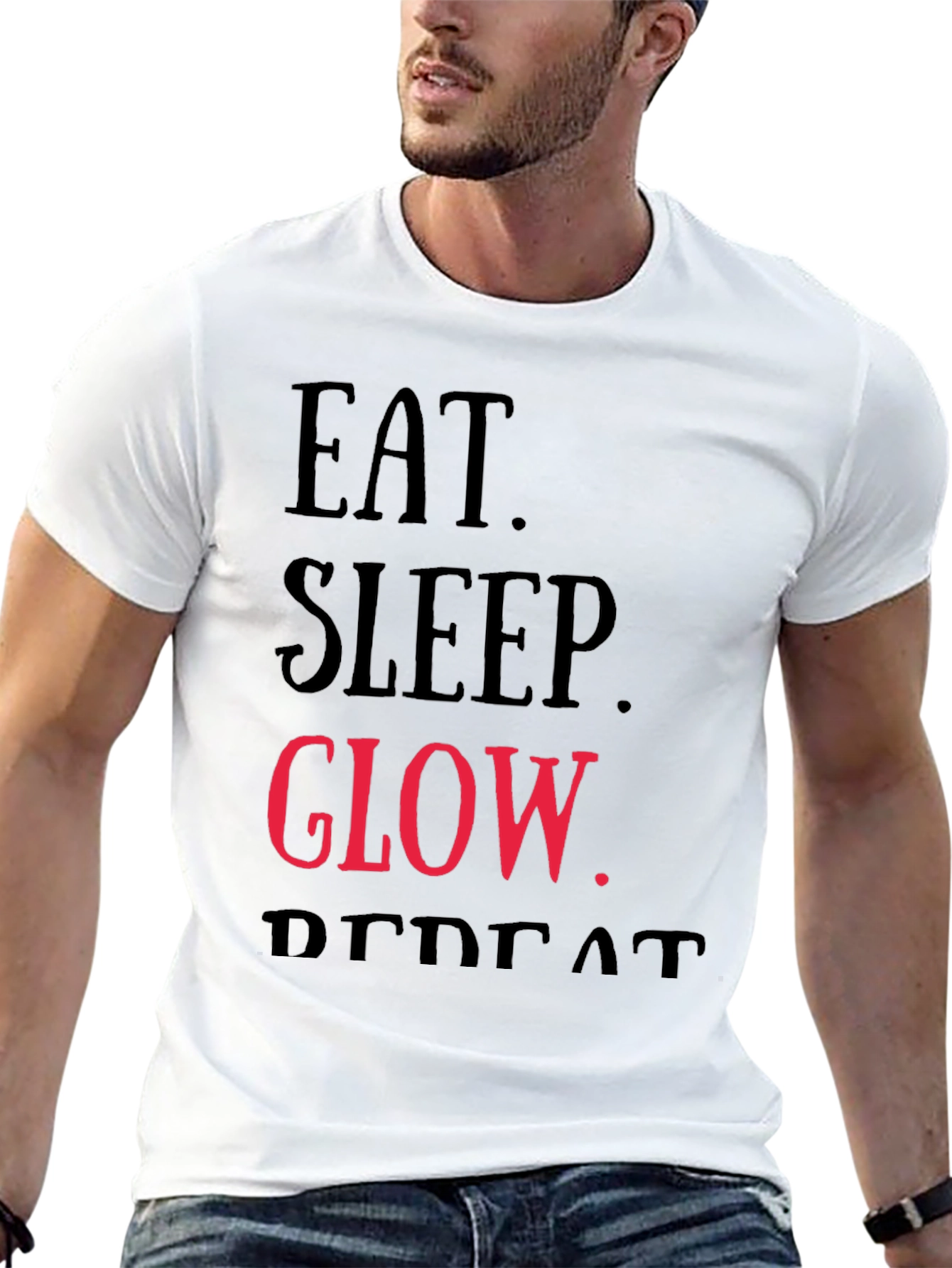 Black Eat, Sleep, Glow, Repeat Graphic T-Shirt view 13