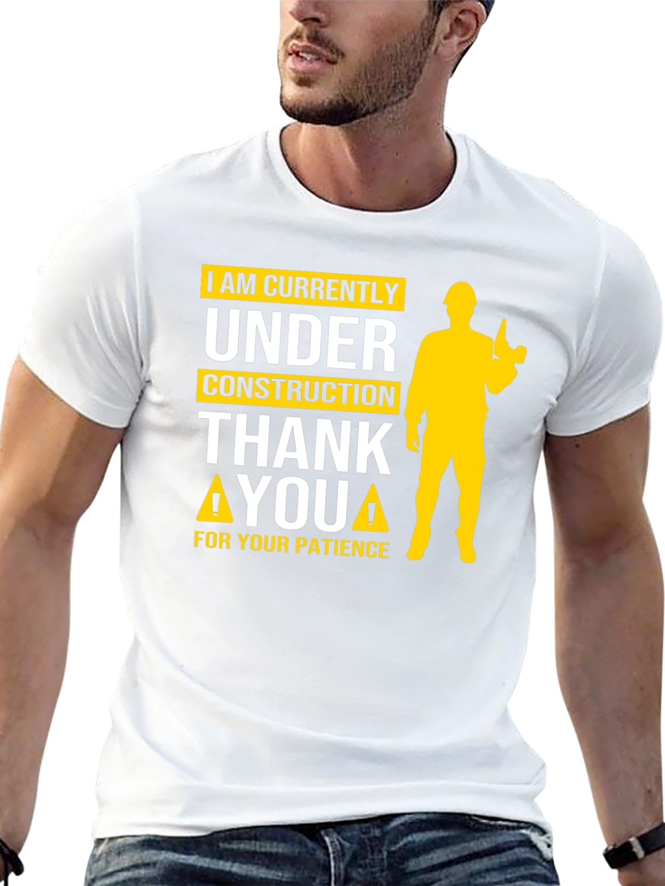 Black Under Construction Graphic Tee - Funny Novelty Shirt view 13