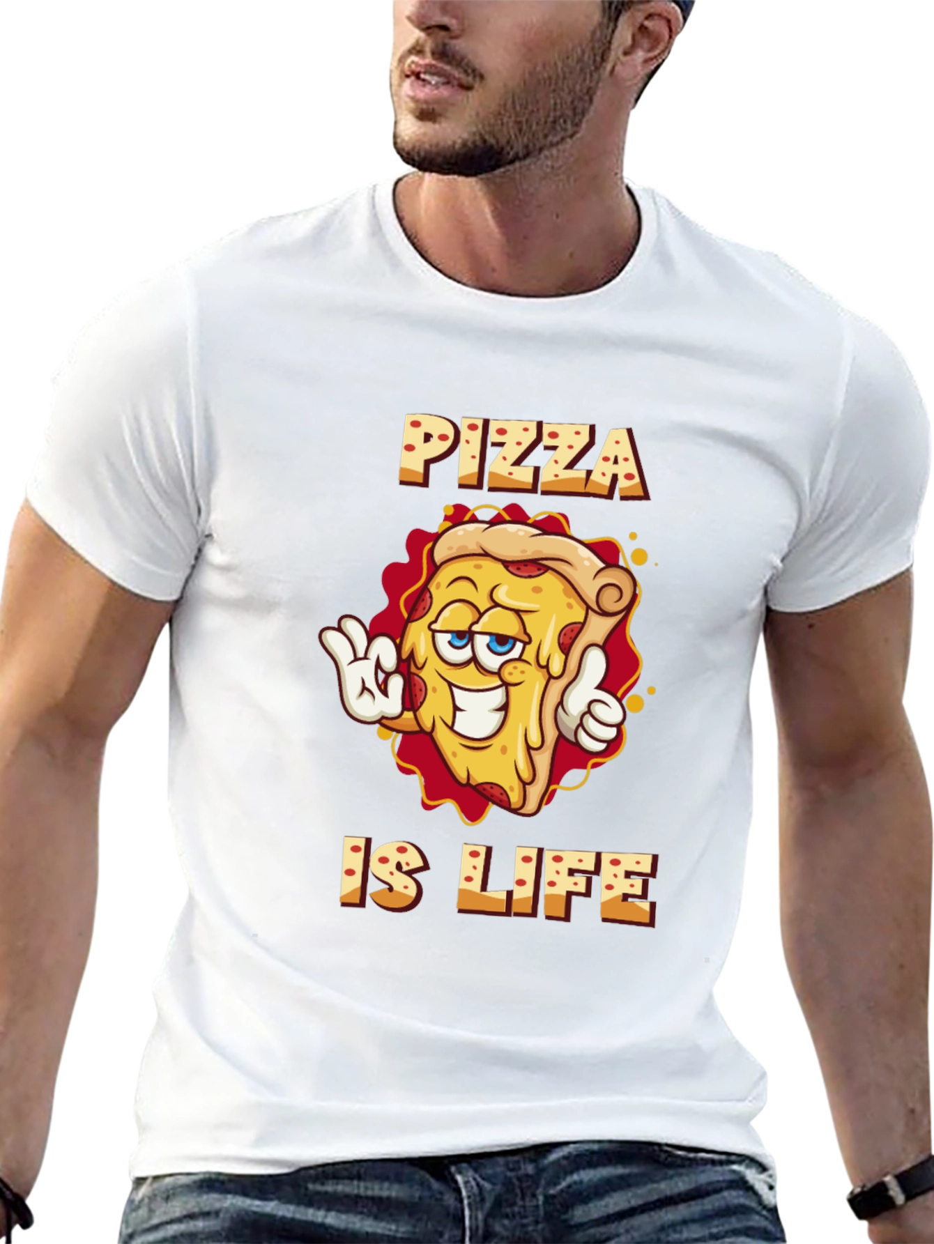 Black Pizza is Life Graphic Black T-Shirt view 13