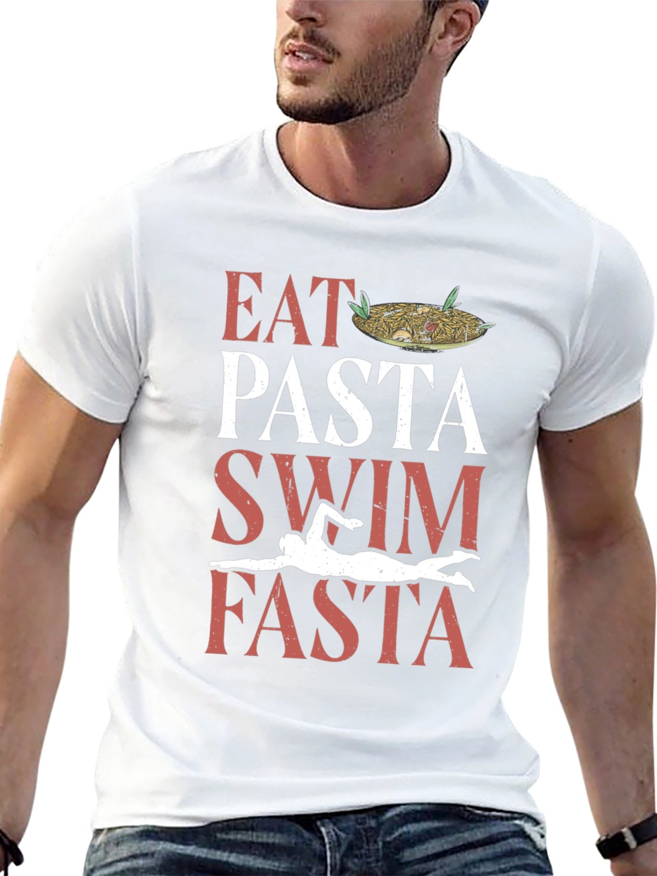 Black Eat Pasta Swim Fasta Graphic Tee view 13