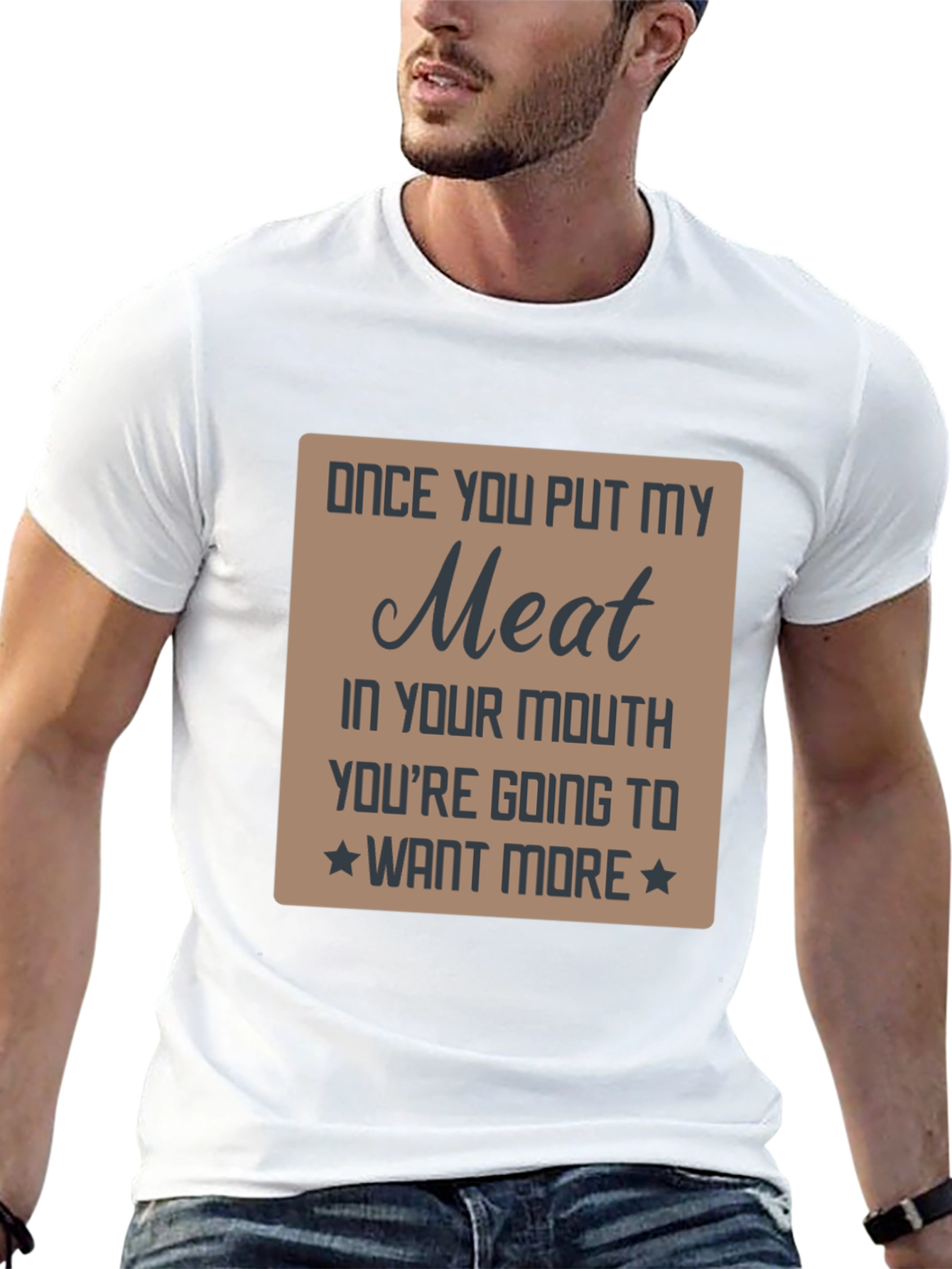 Black Funny "Meat" Graphic Novelty T-Shirt view 13