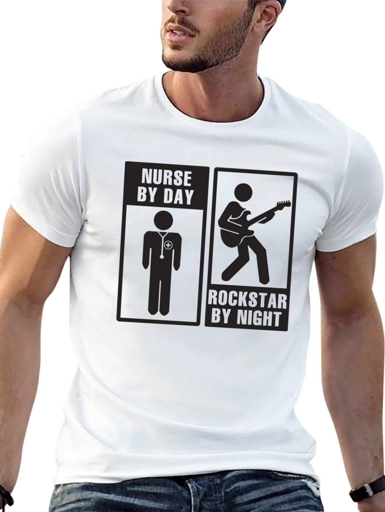 Black Nurse by Day Rockstar by Night T-Shirt view 13