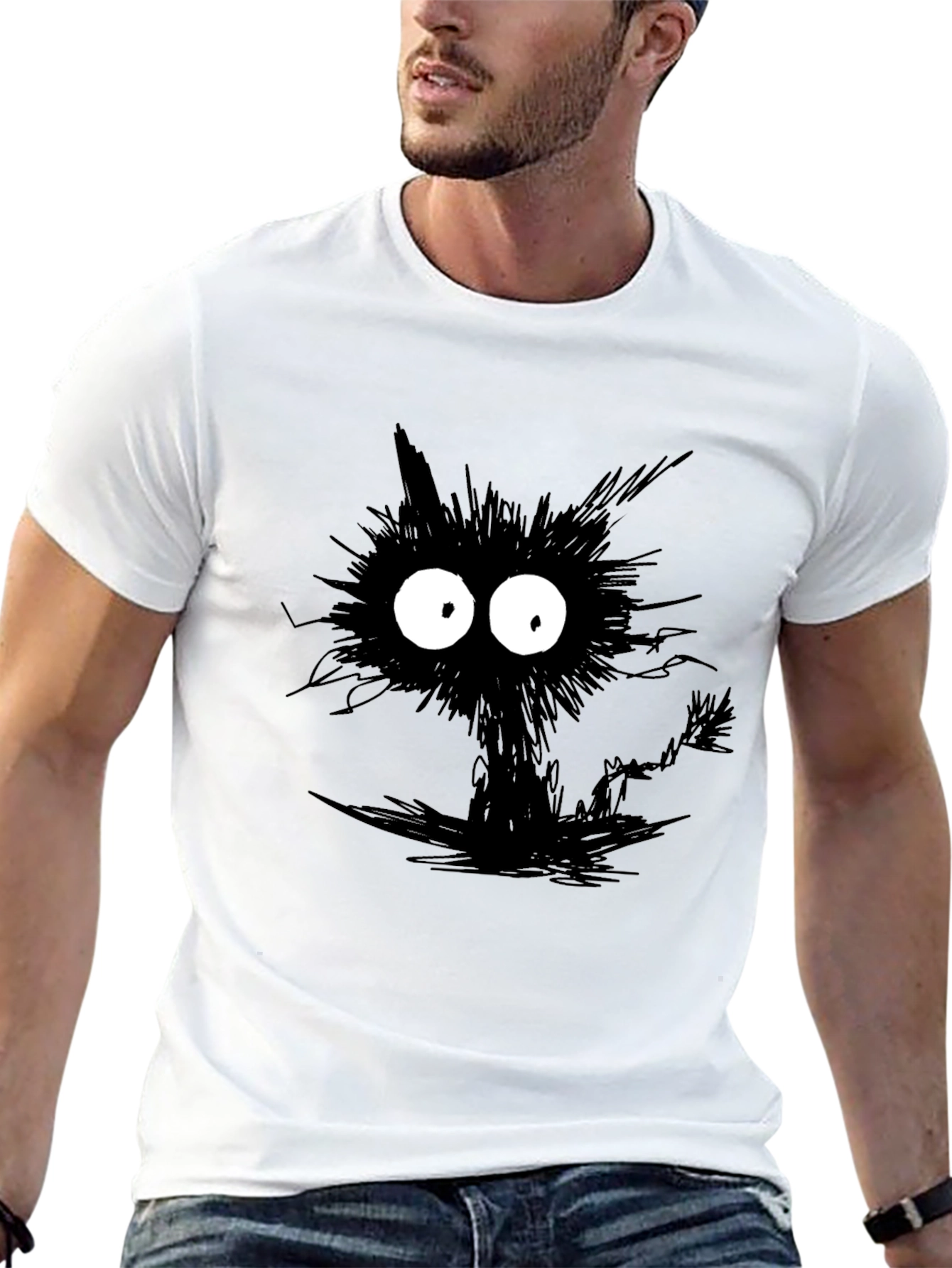 Black Black Cat Cartoon T-Shirt view 13