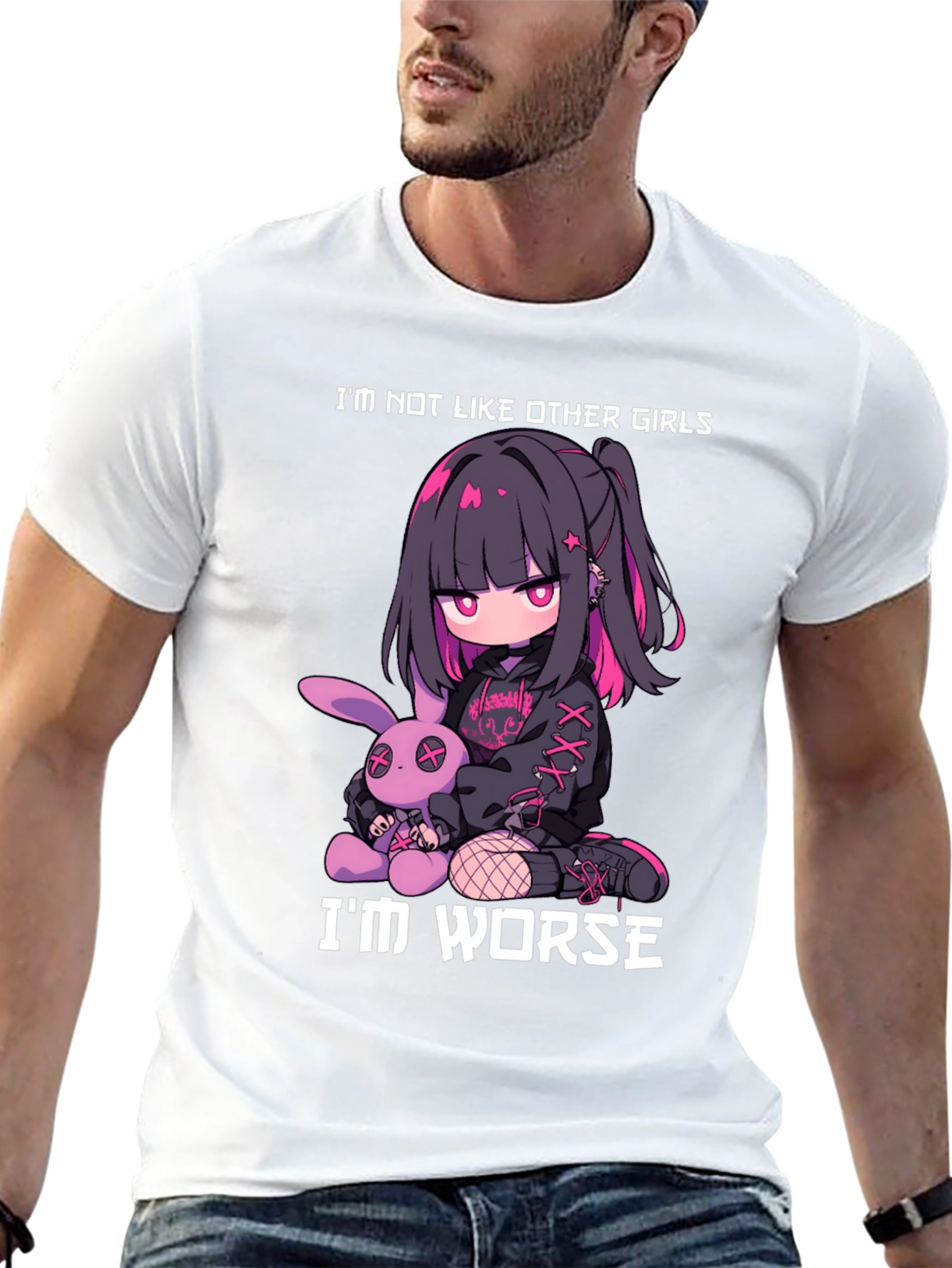 Black I'm Not Like Other Girls - Goth Anime T-Shirt view 13