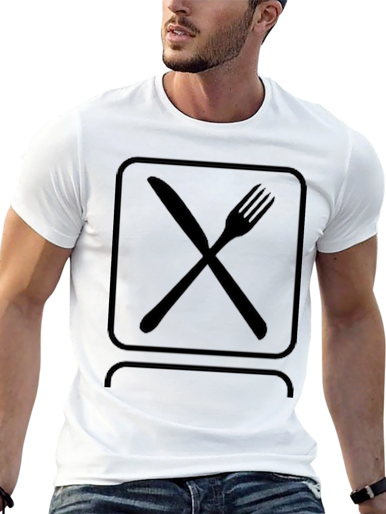 Black Fork and Knife Graphic Tee - Black Casual Style view 13