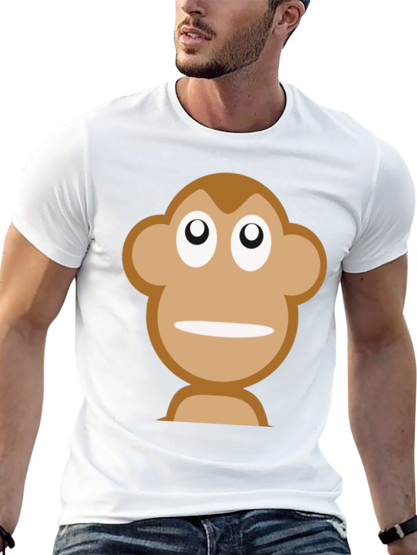 Black Funny Monkey Face Graphic Black T-Shirt view 13