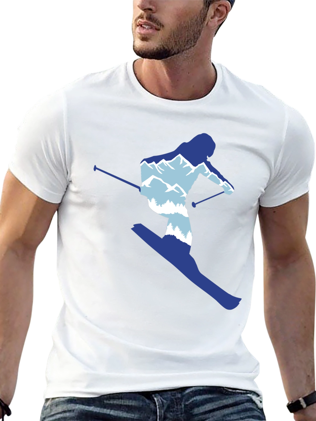 Black Skier Graphic Tee - Mountain Lover's T-Shirt view 13
