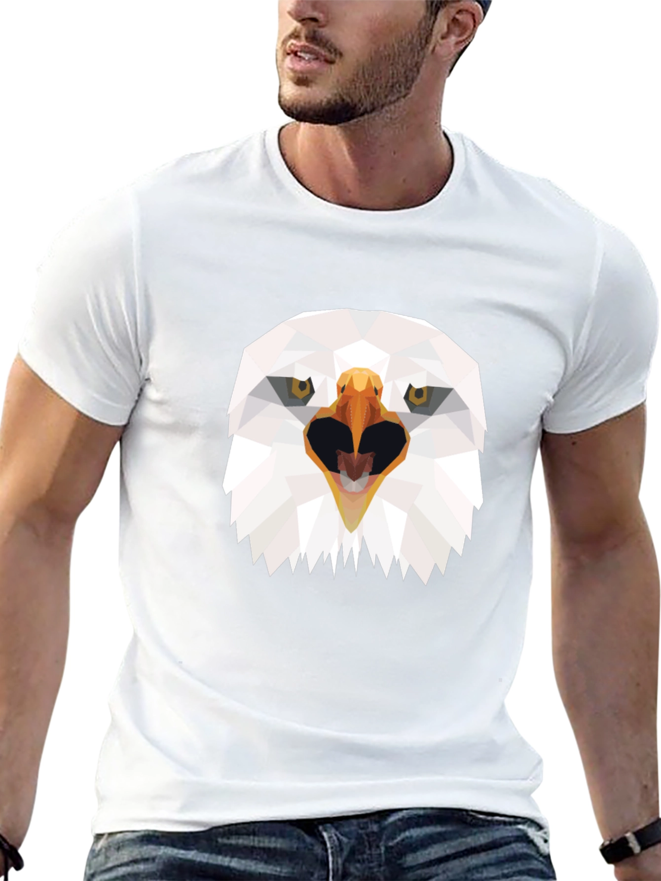 Black Geometric Eagle Graphic T-Shirt - Bold Black Tee view 13