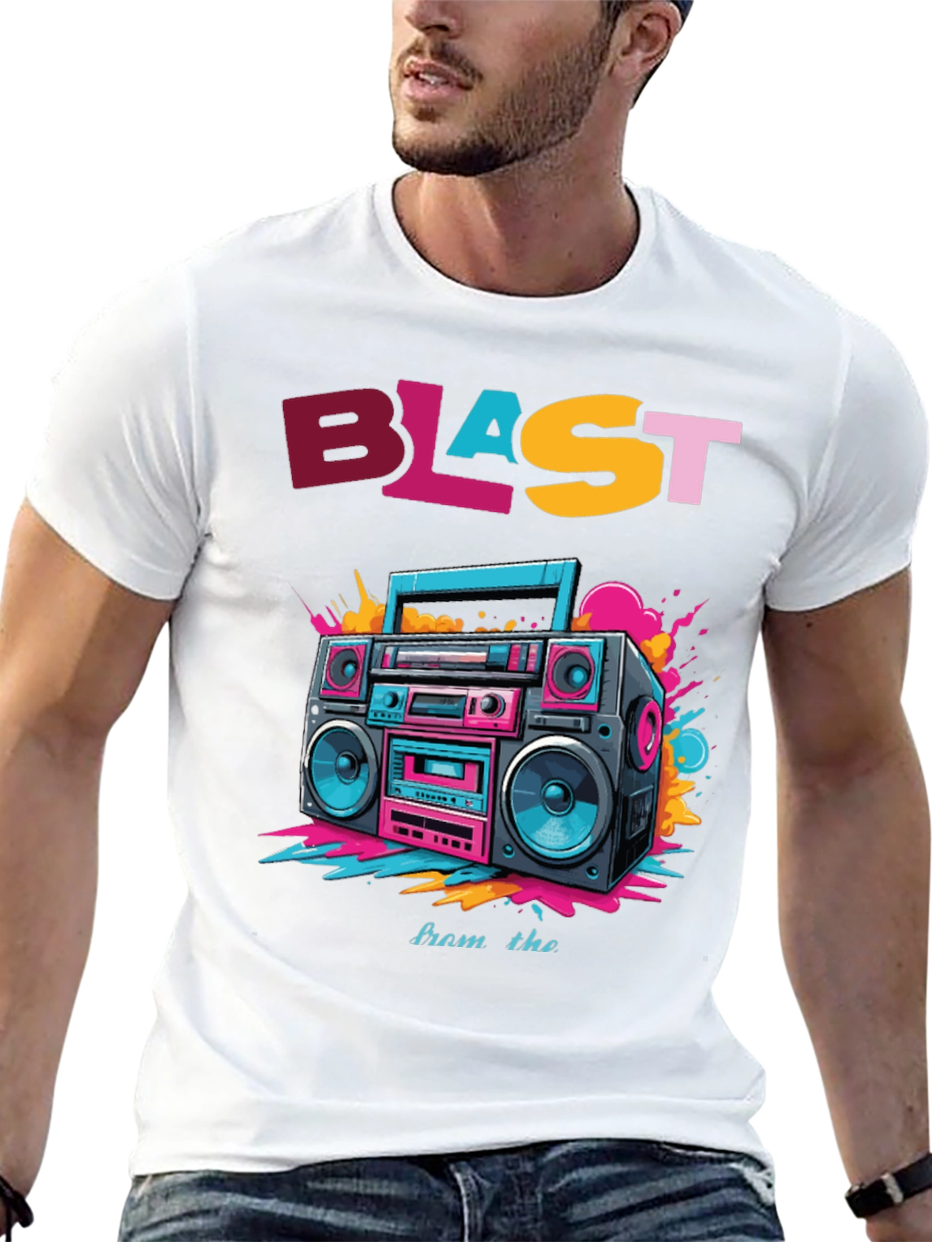 Black Retro Boombox Graphic Tee - Blast from the Past! view 13