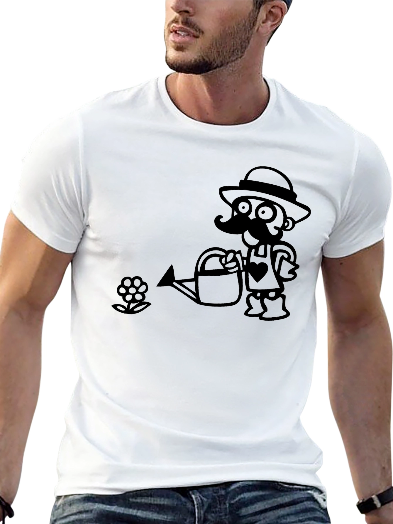 Black Gardener Cartoon Black T-Shirt view 13