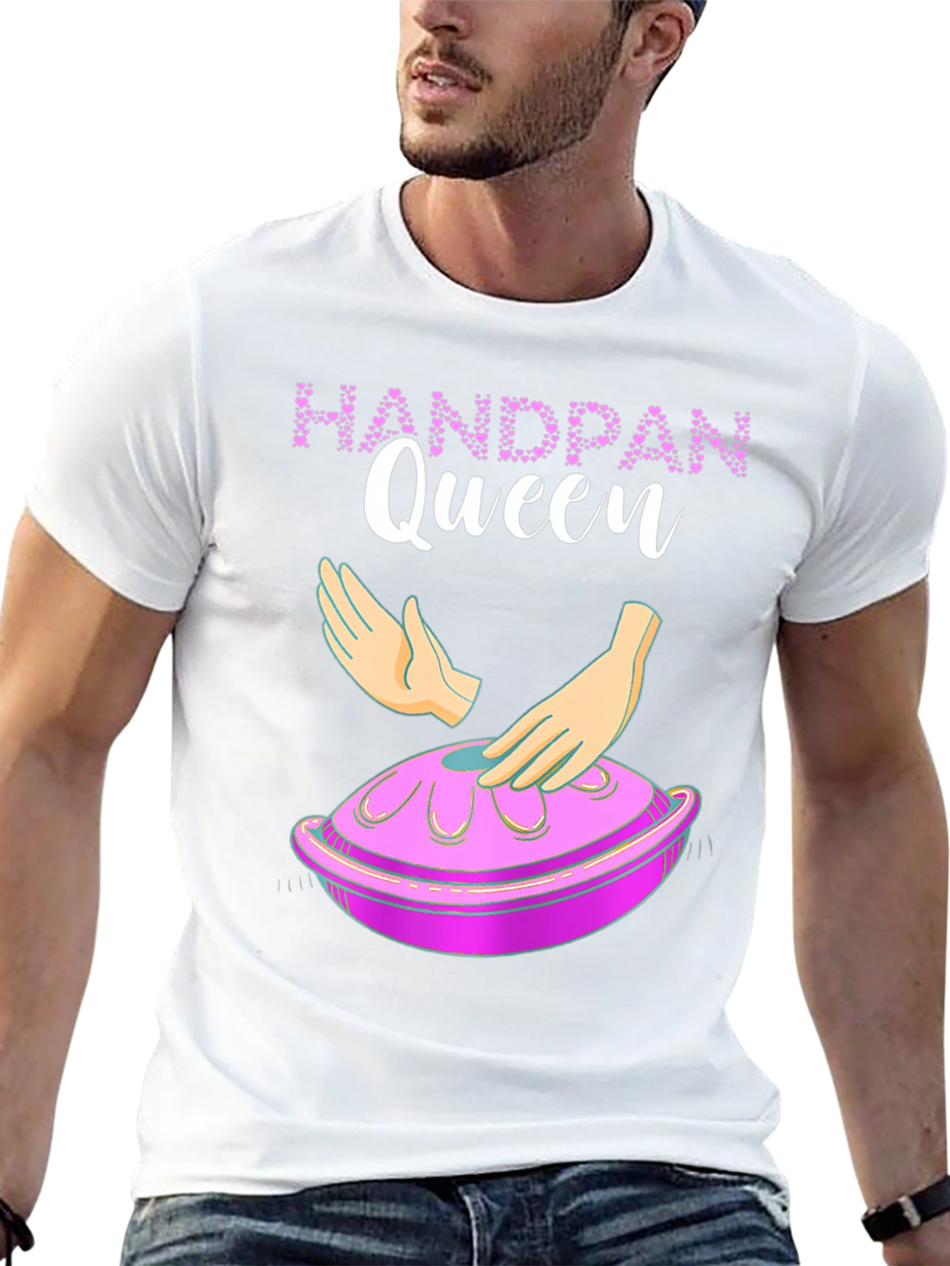 Black Handpan Queen Graphic Tee - Musical Instrument T-Shirt view 13