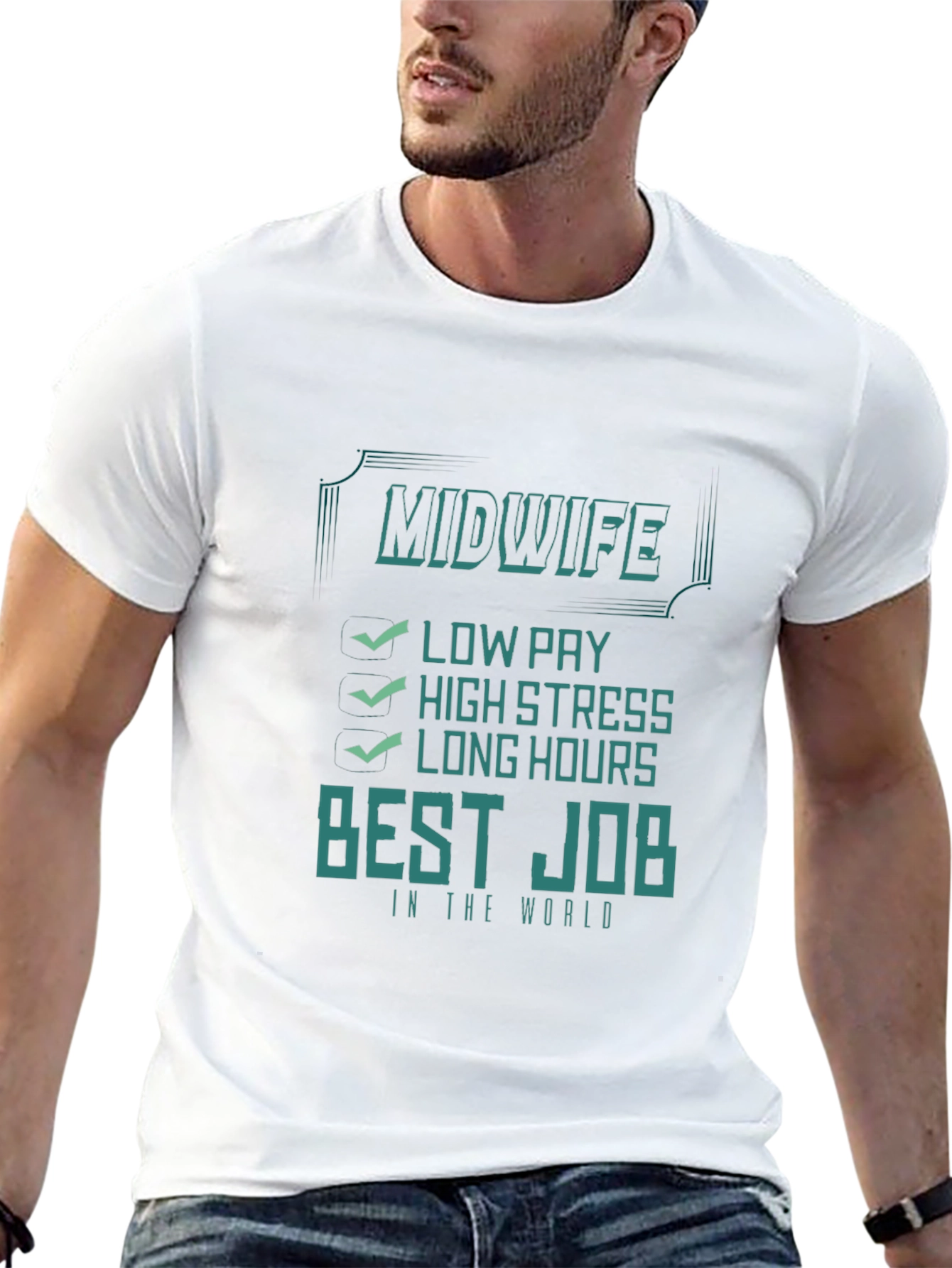 Black Midwife Best Job Tee | Low Pay High Stress Shirt view 13