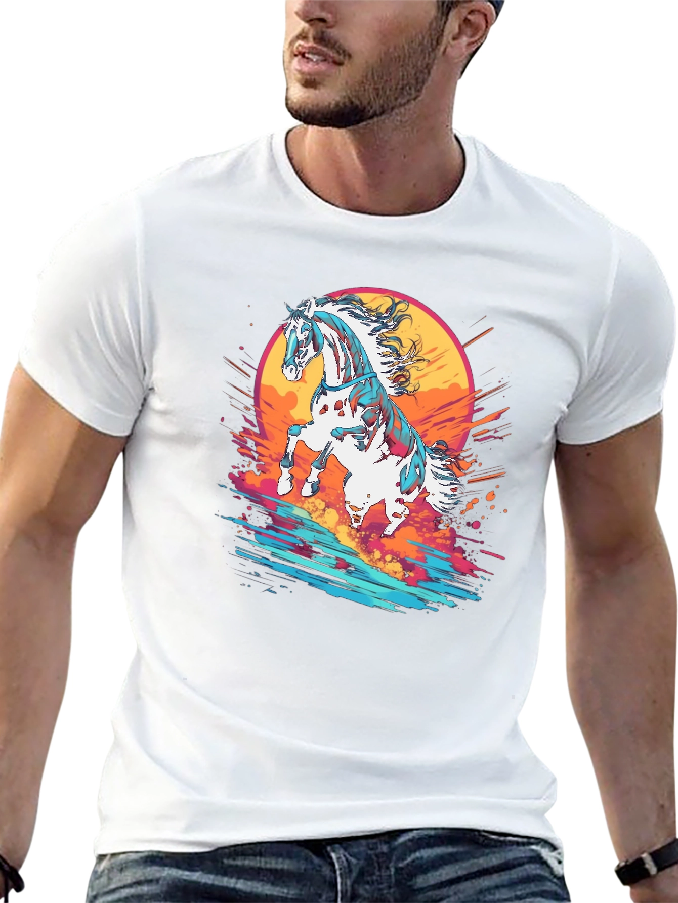 Black Majestic Horse Graphic Tee - Stylish & Unique view 13