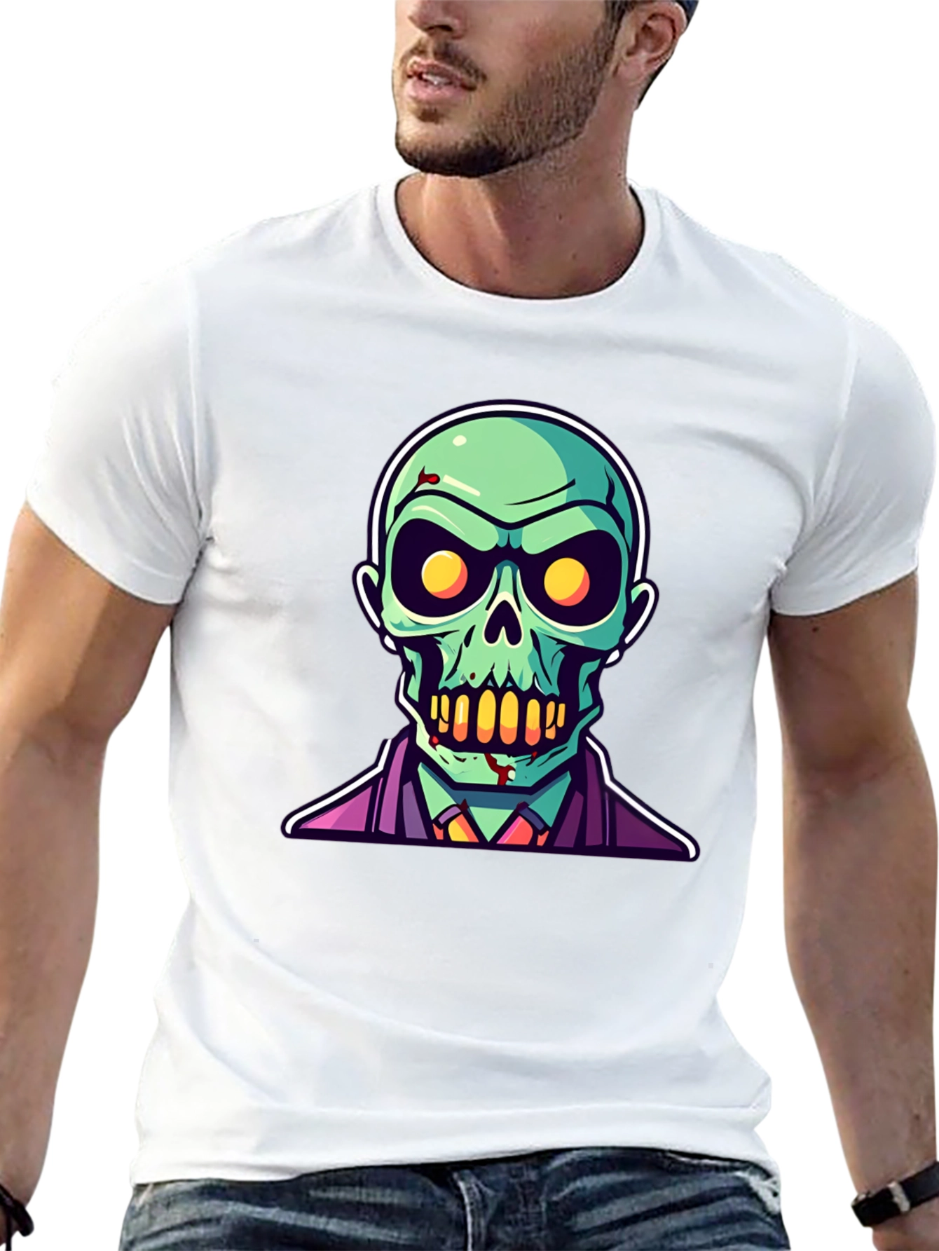 Black Zombie Cartoon Graphic Tee - Black Halloween Shirt view 13