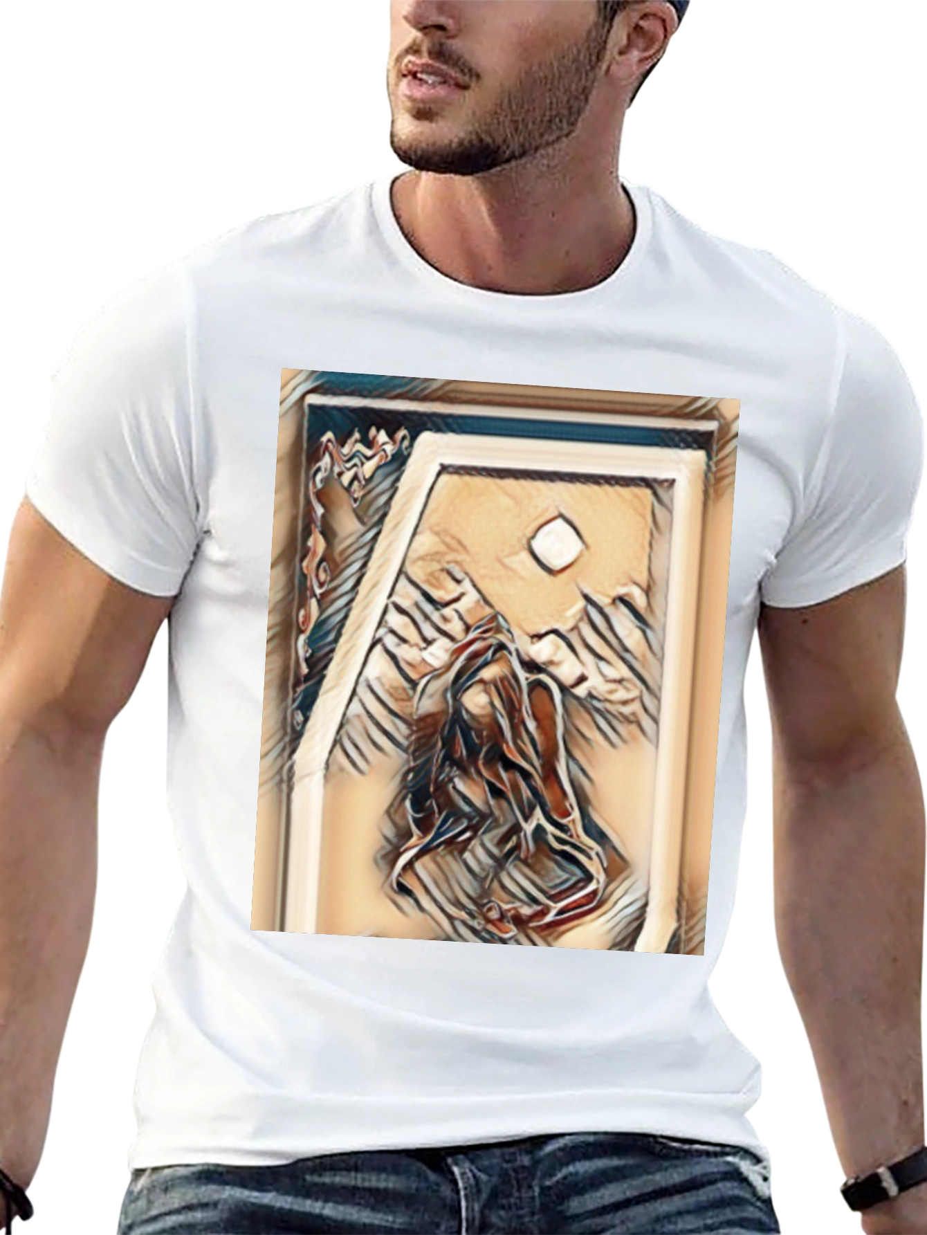 Black Abstract Art Tee - Black Cotton Blend view 13