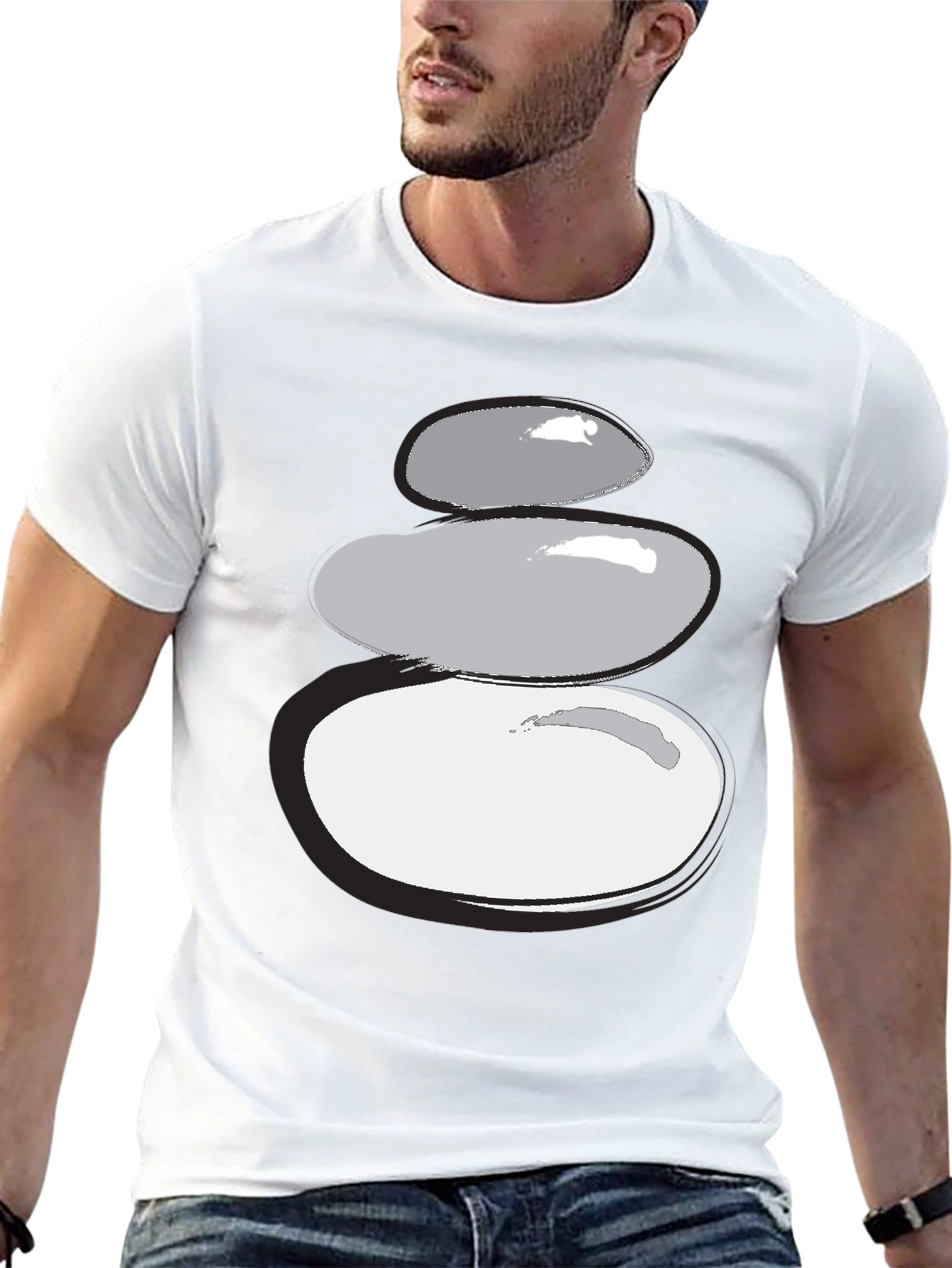 Black Stacked Stones Graphic Tee - Zen Style view 13