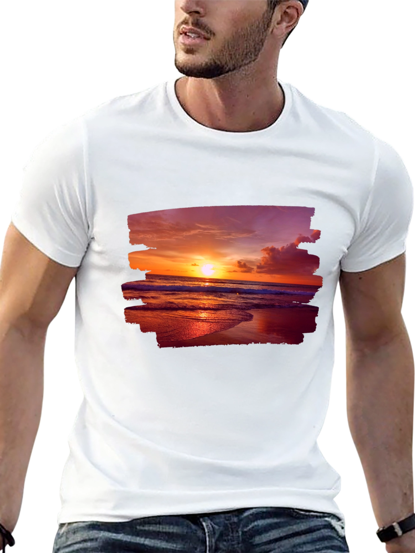 Black Sunset Beach Graphic T-Shirt view 13