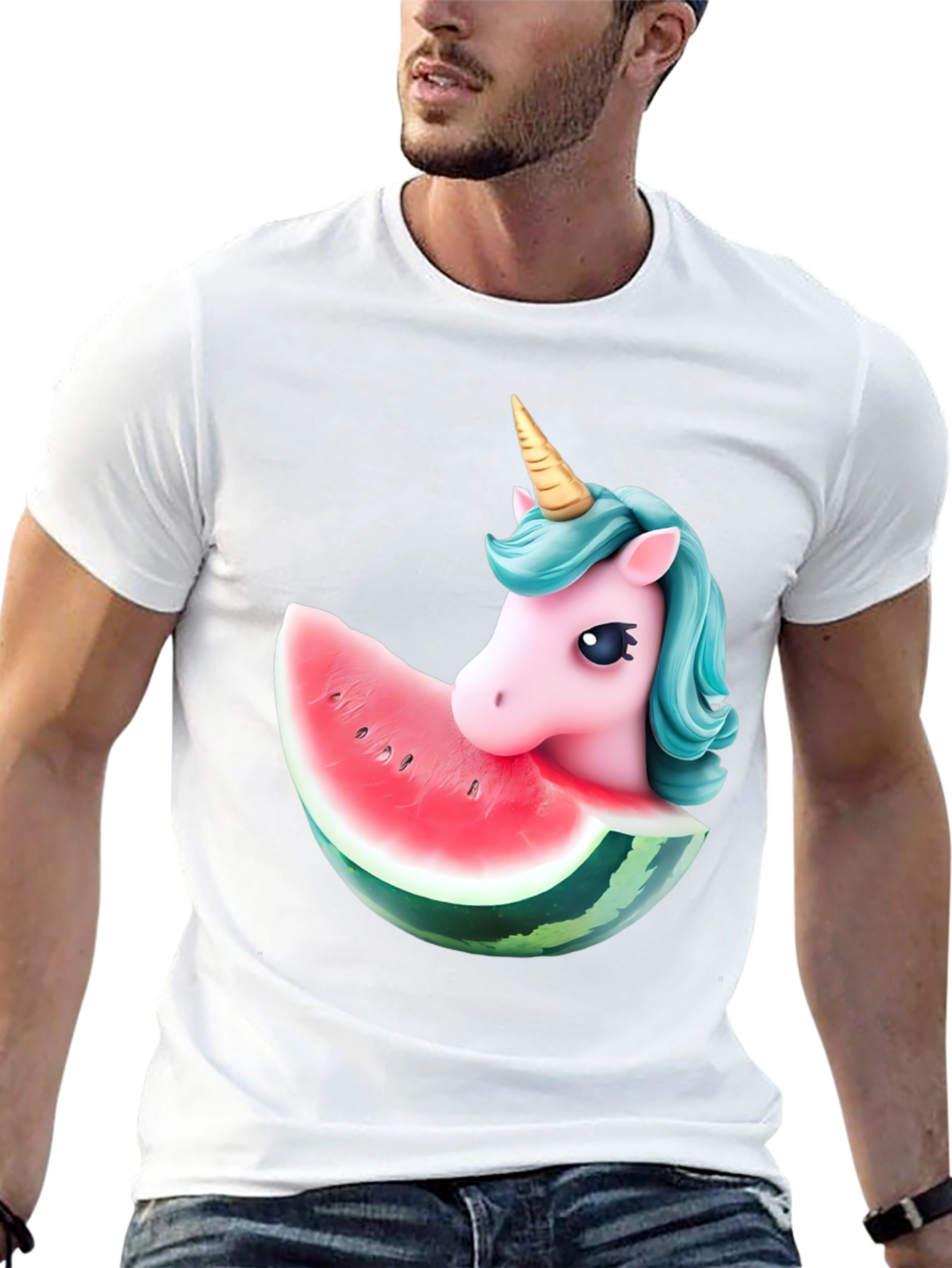 Black Unicorn Watermelon Graphic T-Shirt view 13