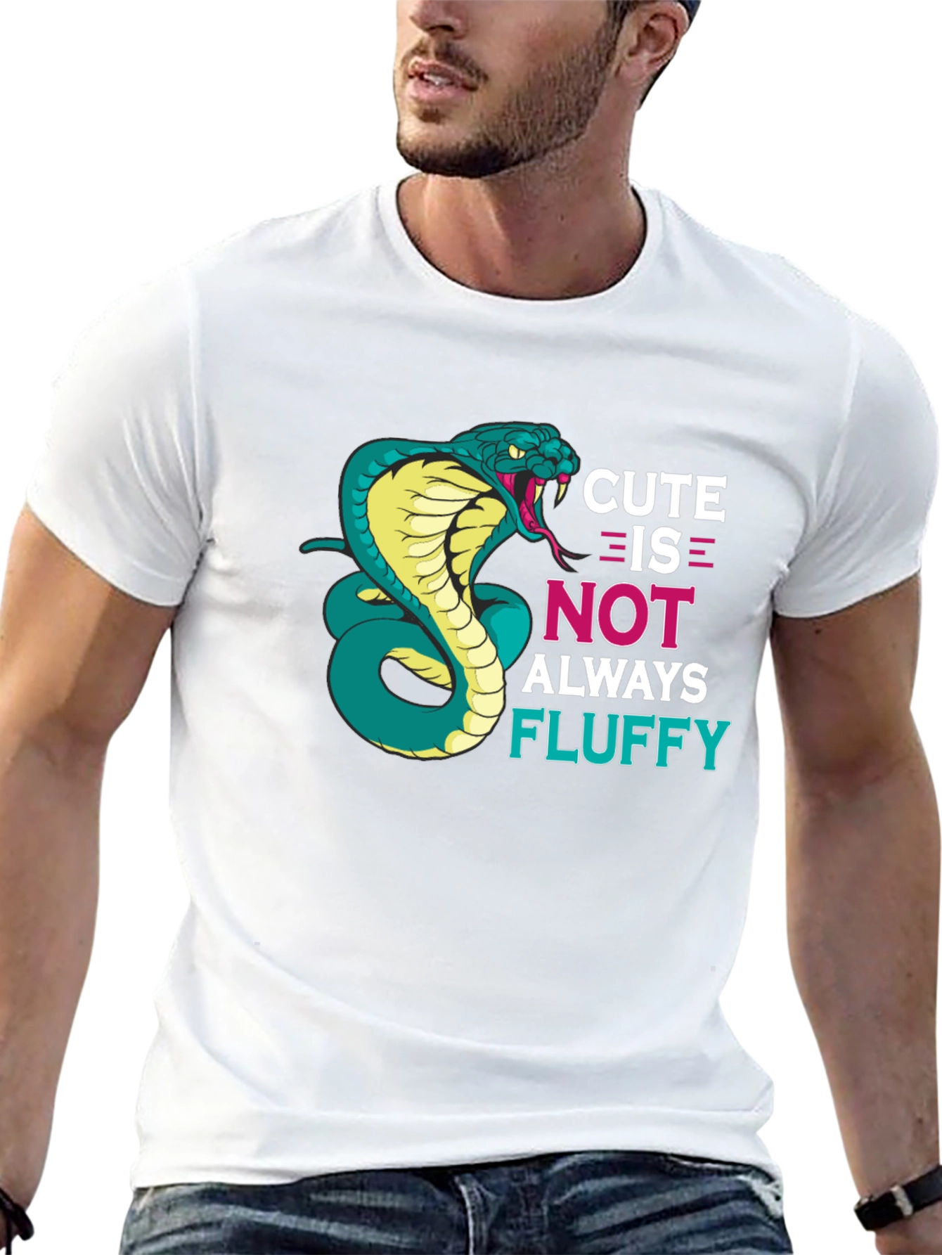 Black Cute Cobra Snake T-Shirt - Funny Graphic Tee view 13