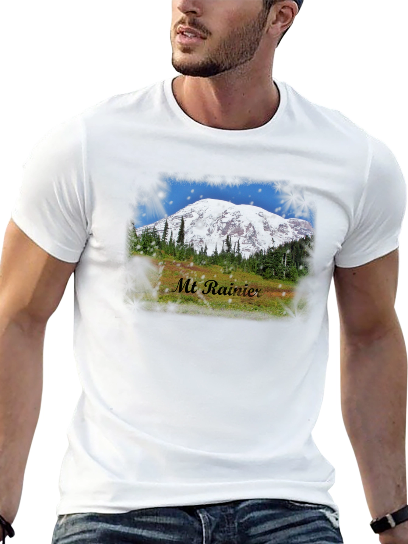 Black Mt. Rainier Graphic T-Shirt - Nature Inspired Tee view 13