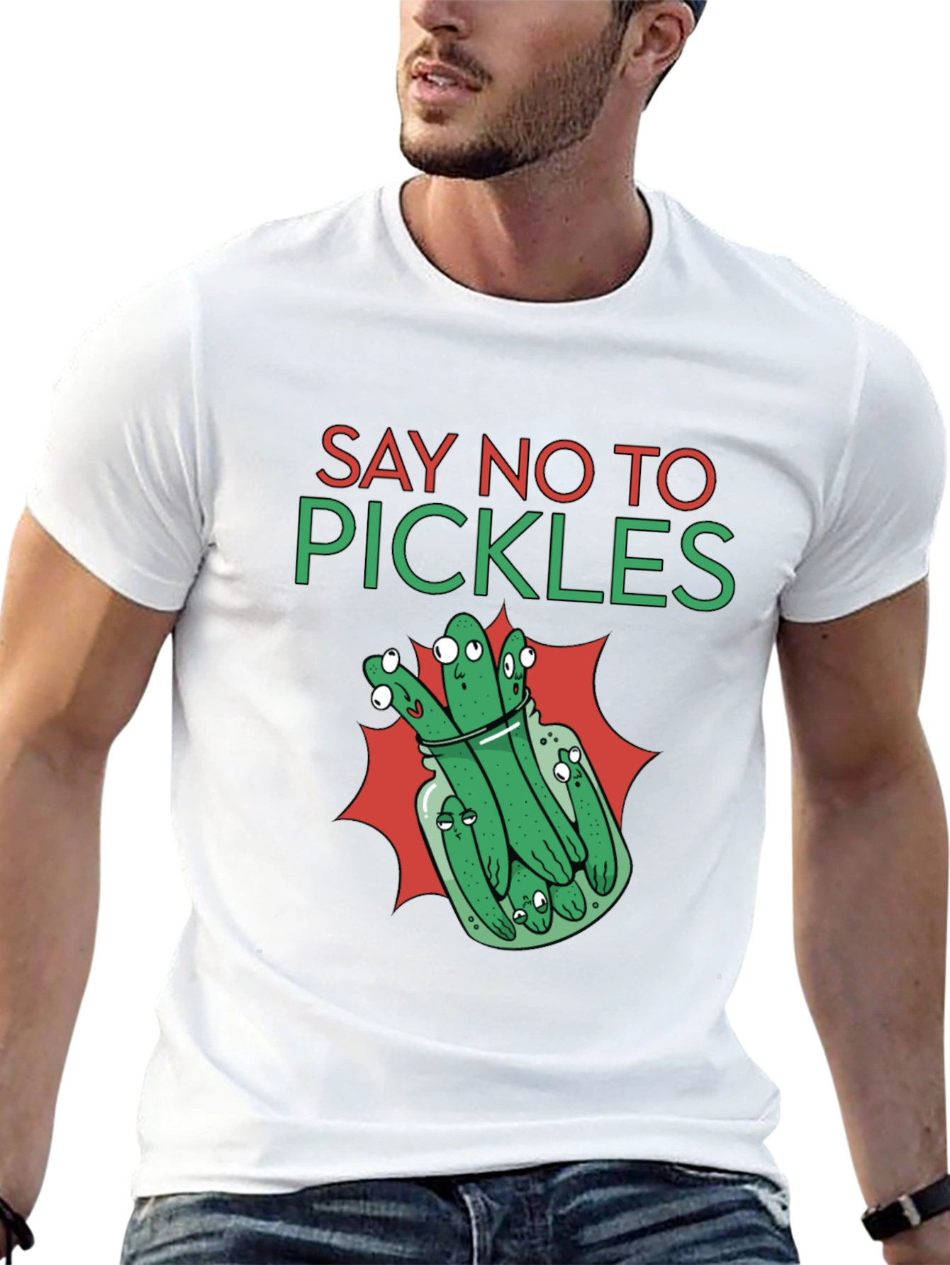 Black Say No to Pickles Funny Graphic T-Shirt view 13