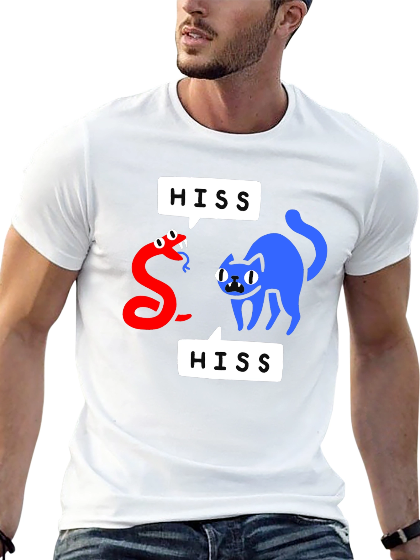 Black Hiss-terical Cat & Snake Graphic Tee view 13