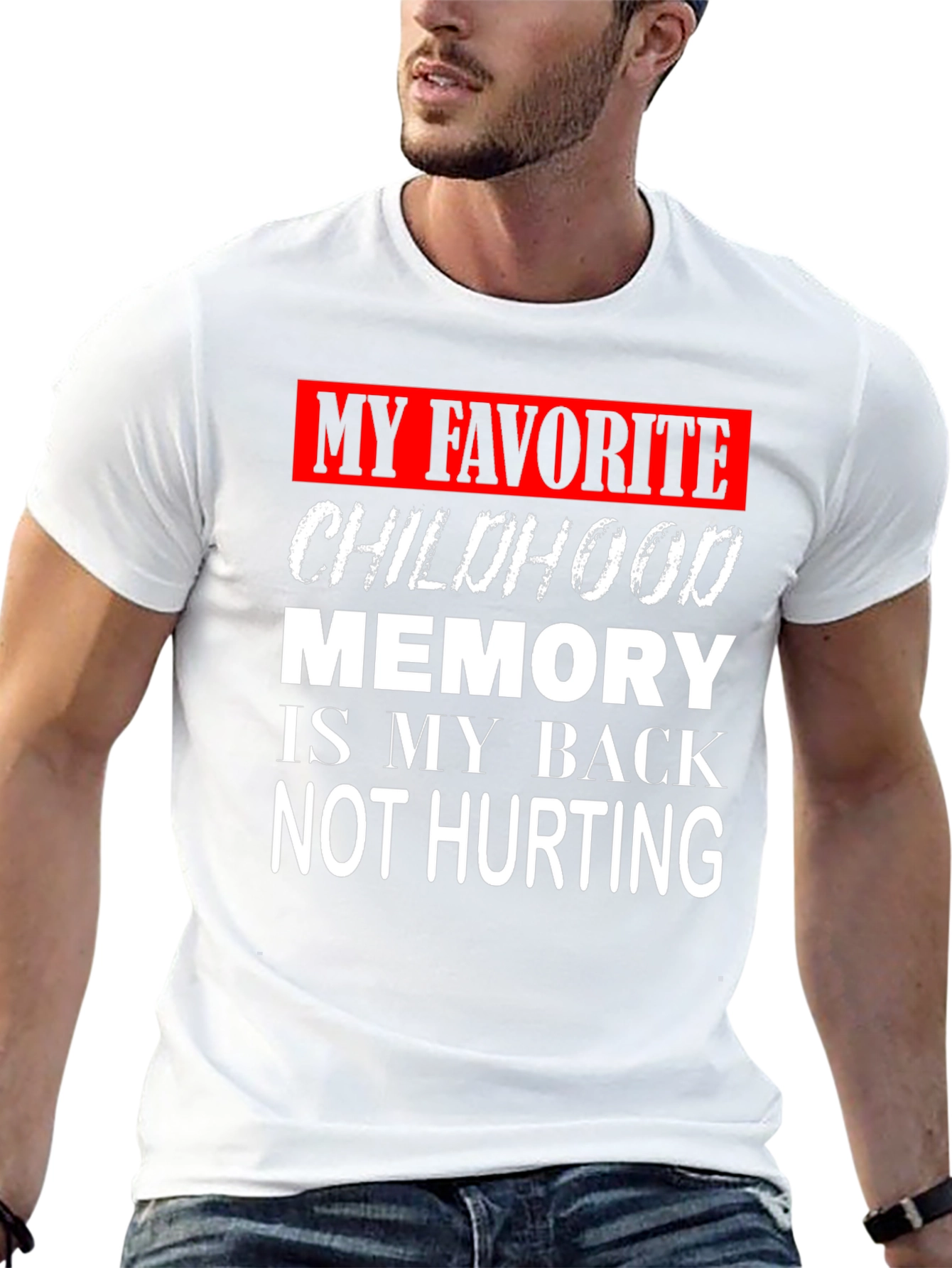 Black Funny Back Pain Childhood Memory Graphic T-Shirt view 13