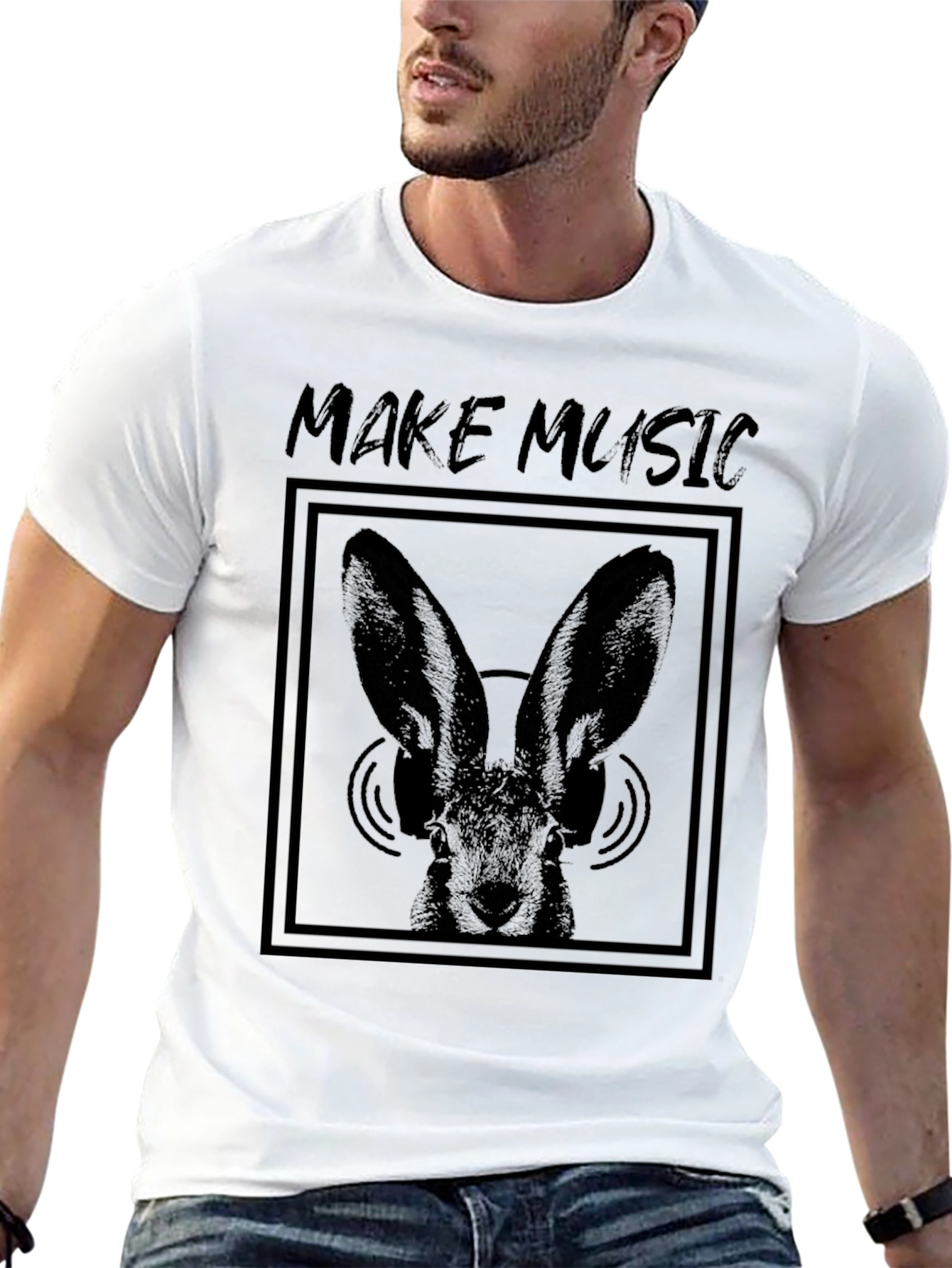 Black Make Music Bunny Graphic Tee - Black view 13
