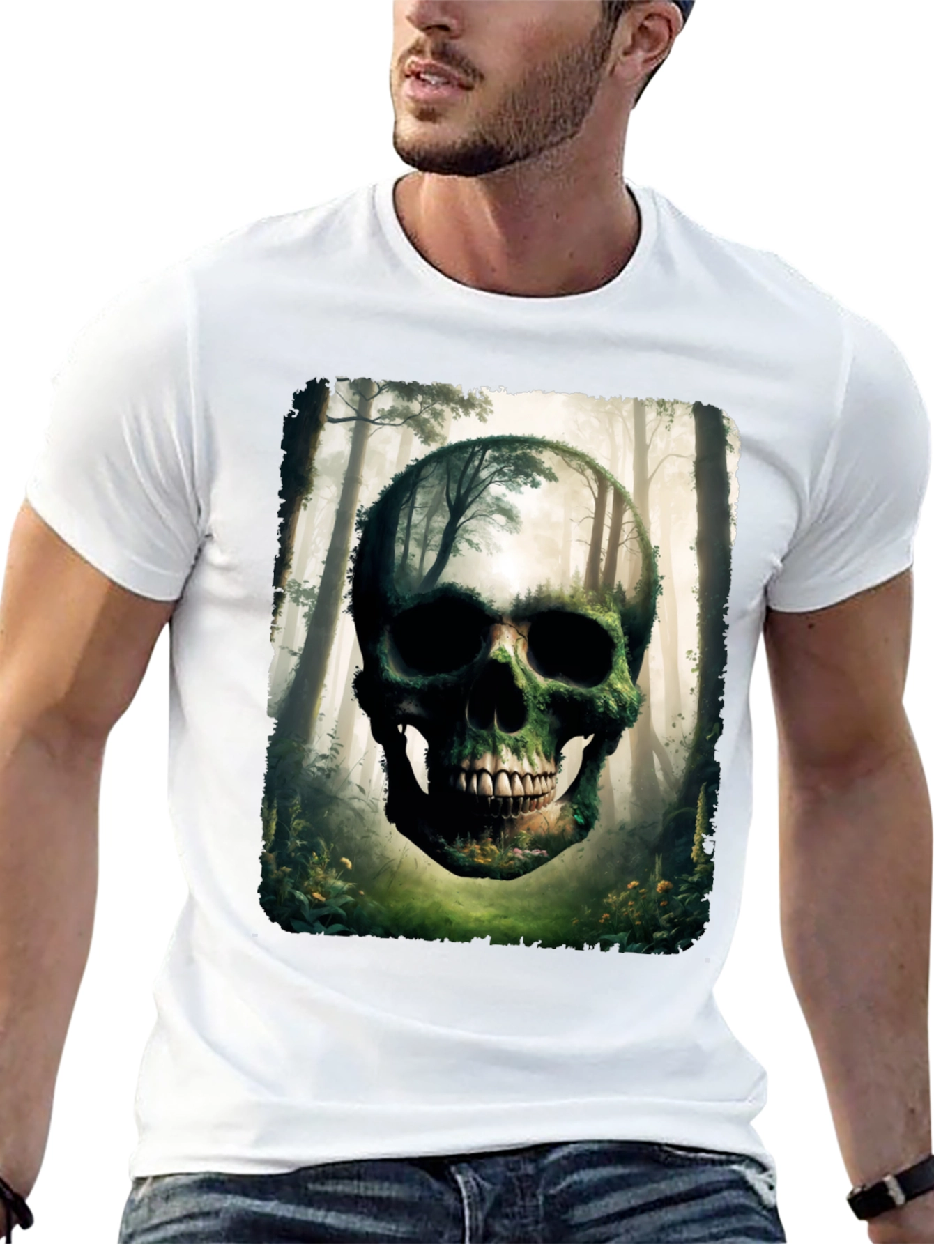 Nature Skull Graphic Tee - Unique Forest Design T-Shirt - 13