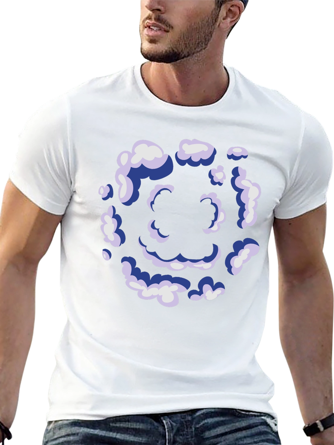 Black Smiley Cloud T-Shirt - Unique Graphic Tee view 13