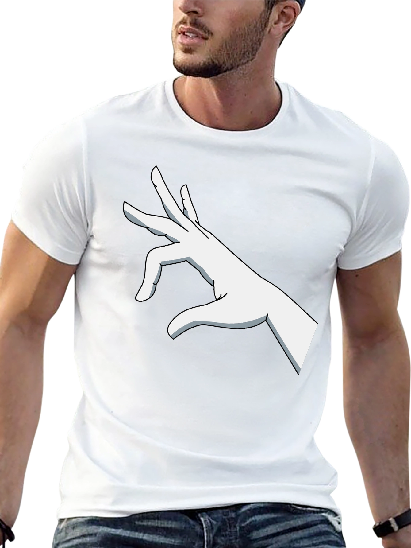 Black Graphic Hand Gesture Black T-Shirt view 13