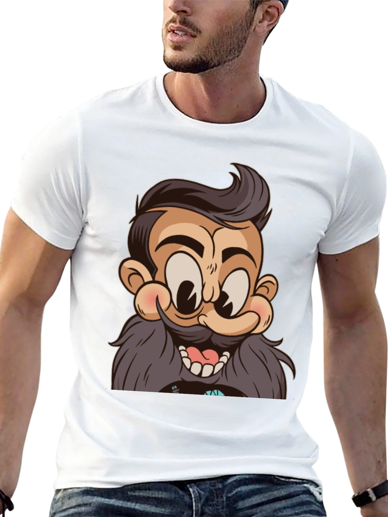 Black Cartoon Character Graphic Print Black T-Shirt view 13