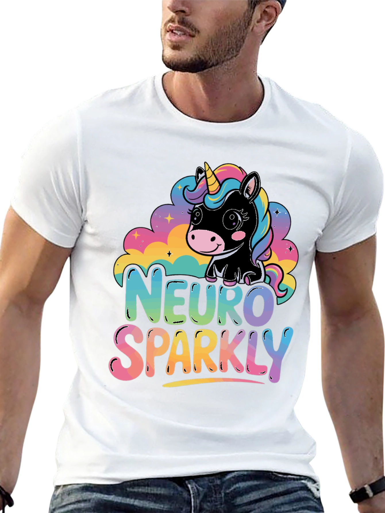 Black Neuro Sparkly Unicorn Graphic Tee view 13