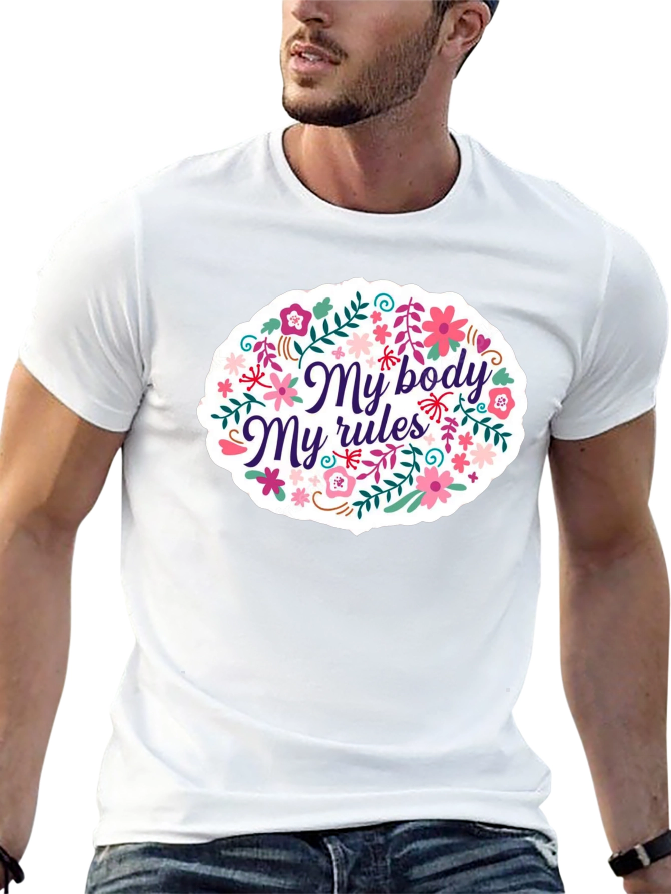 Black My Body My Rules Floral Graphic T-Shirt view 13