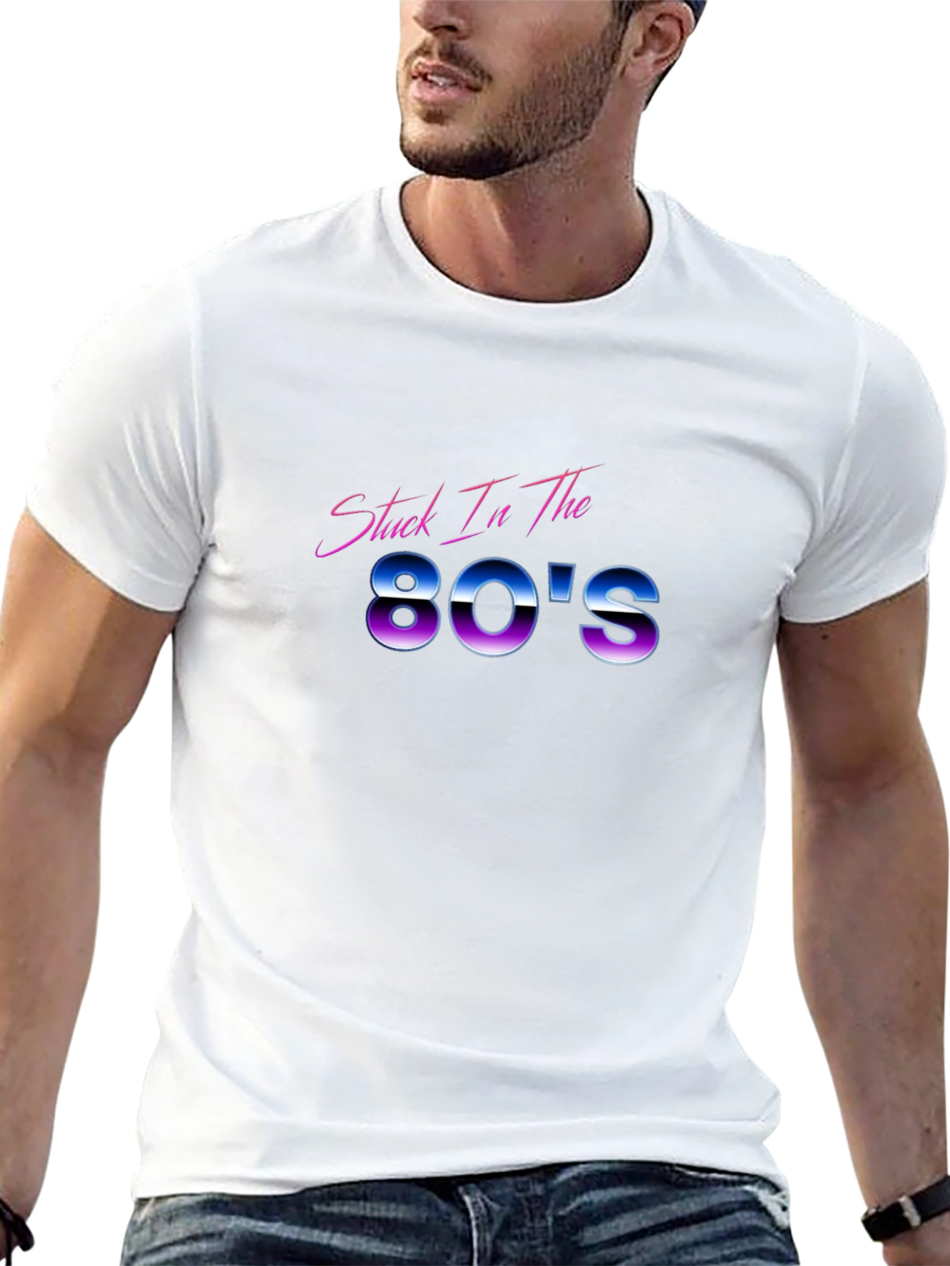 Black Stuck In The 80's Graphic Tee view 13