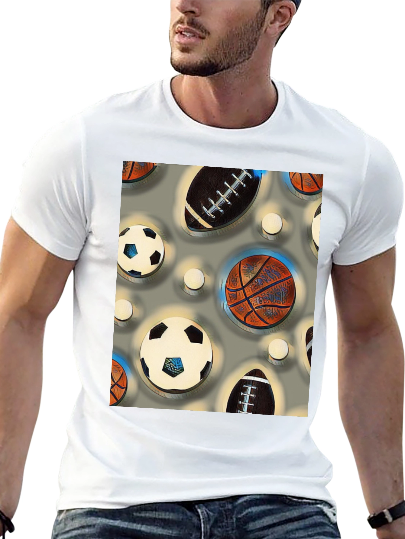 Black Sports Balls Patterned Tee view 13