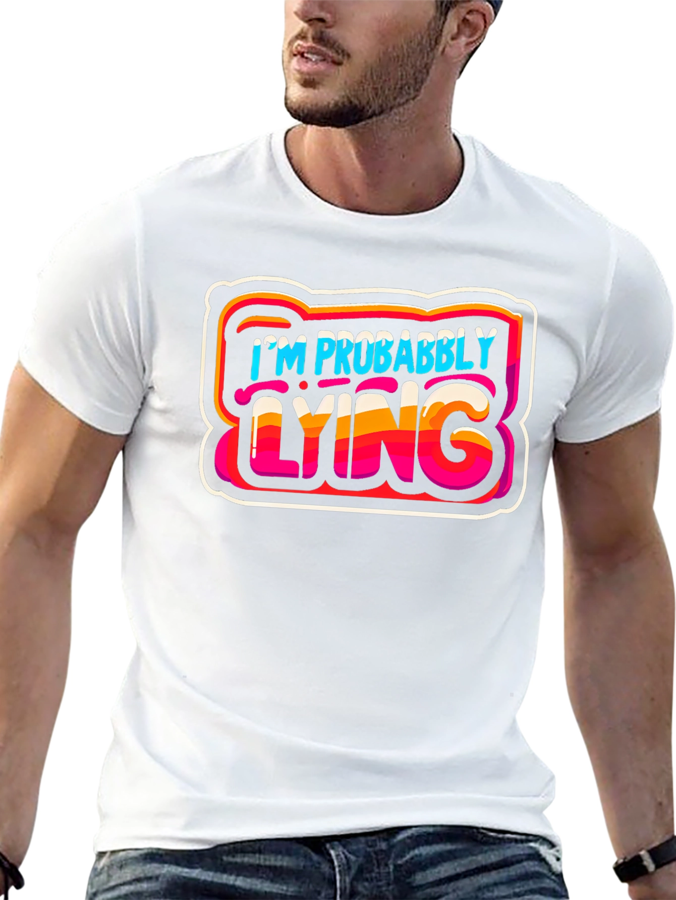 Black I'm Probably Lying Graphic T-Shirt - Funny Sarcastic Tee view 13