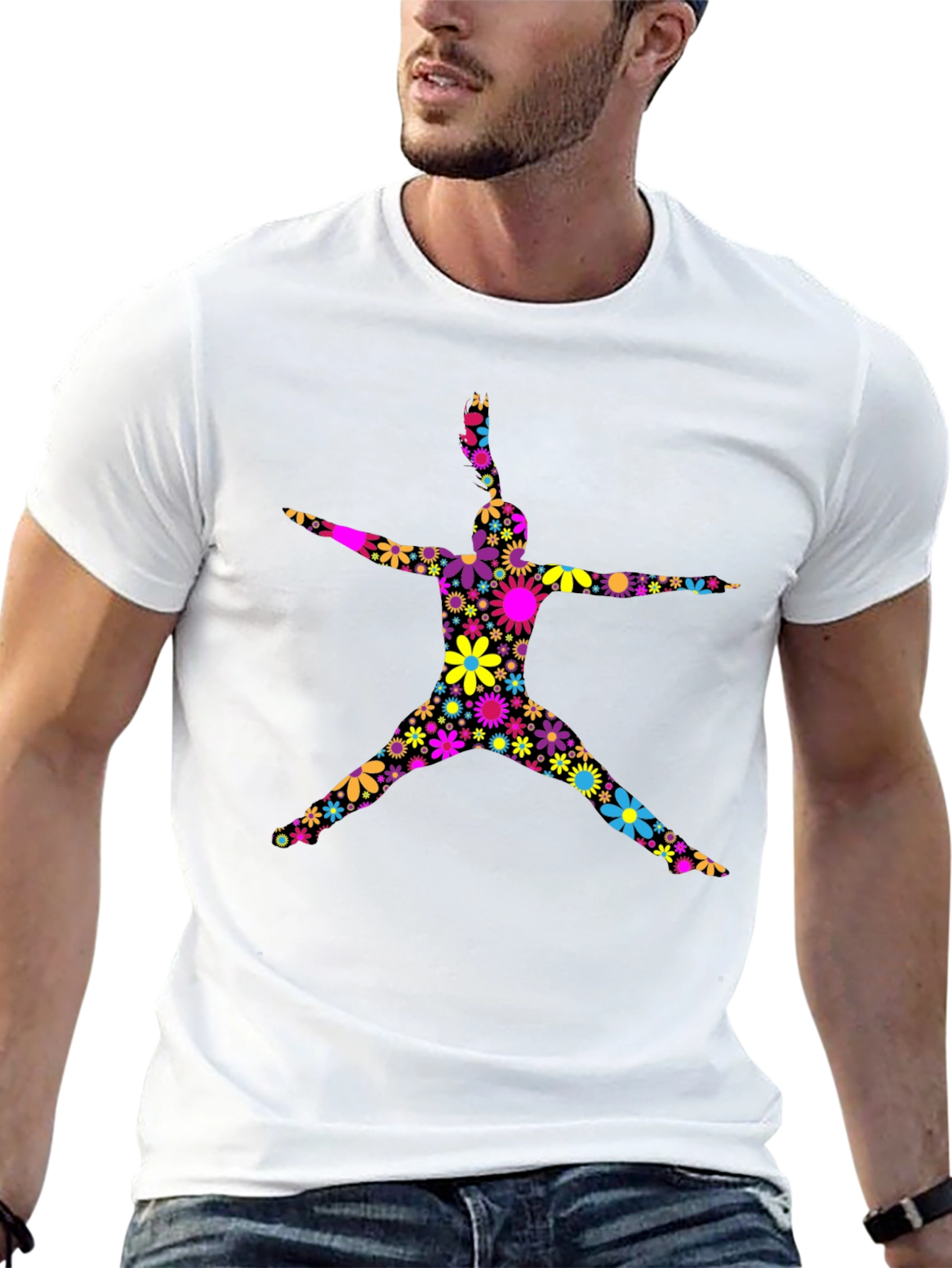 Black Floral Jumping Man Black T-Shirt view 13
