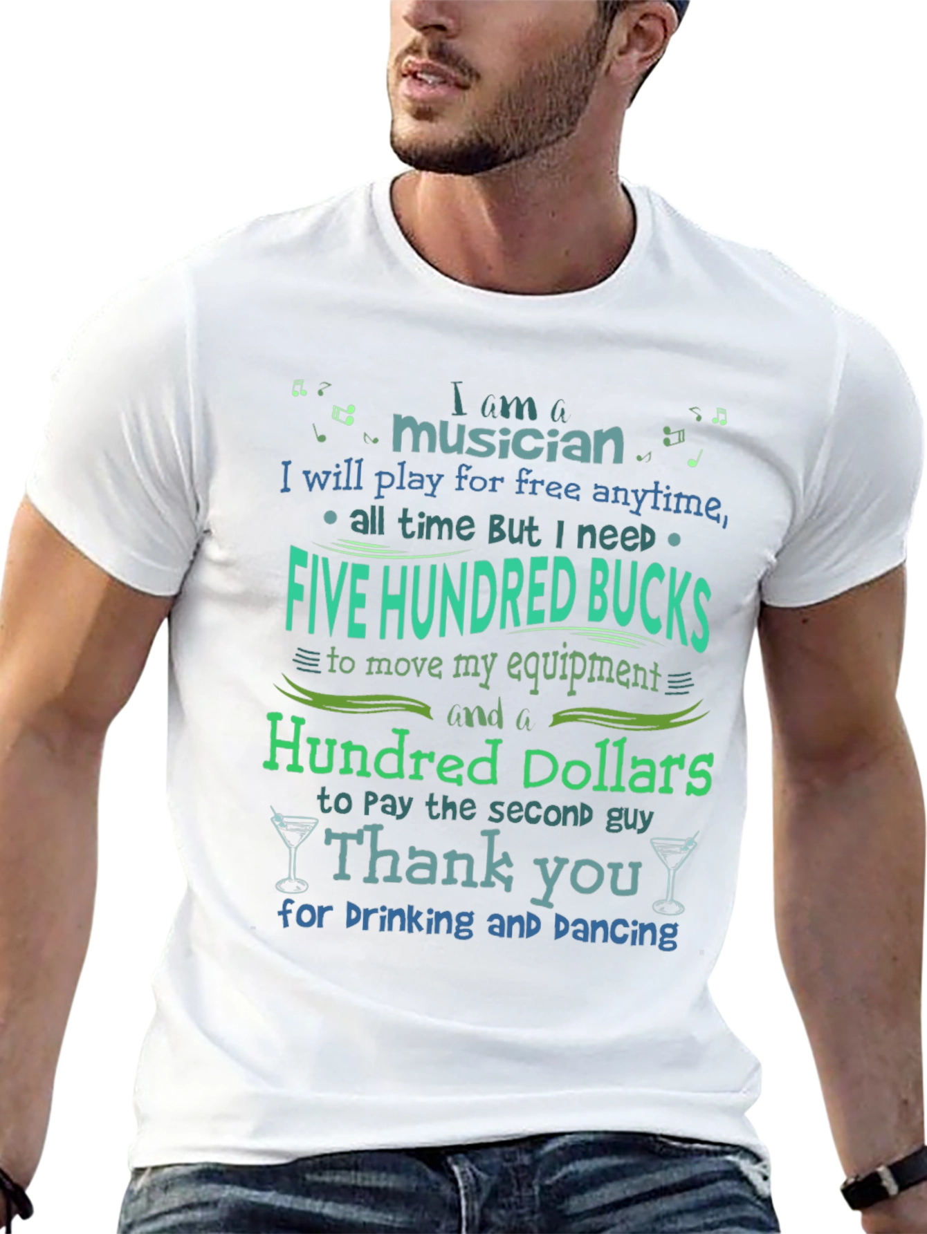 Black Musician Funny T-Shirt - Play Free for 500 Bucks view 13