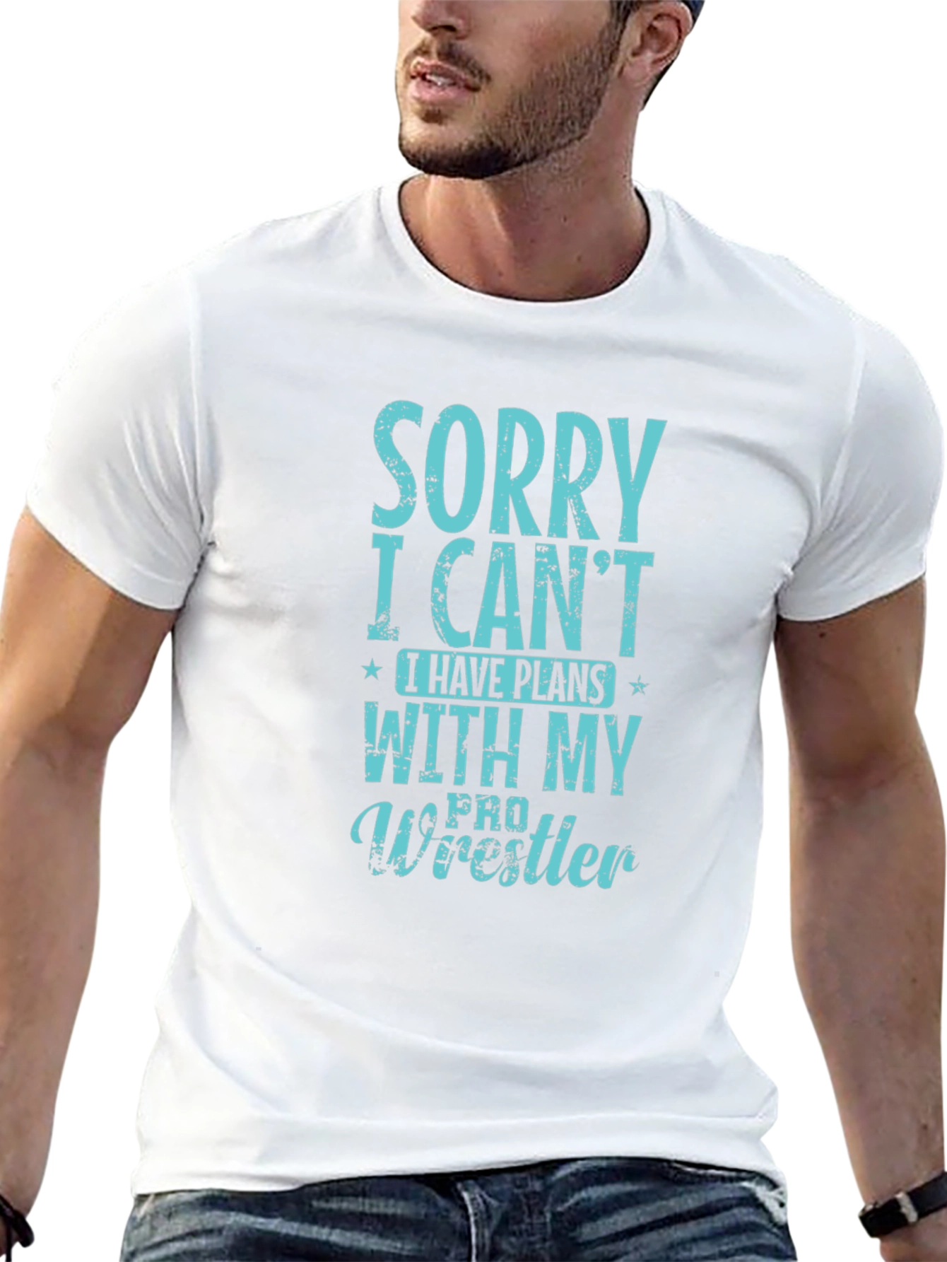 Black Sorry I Can't Pro Wrestler T-Shirt view 13